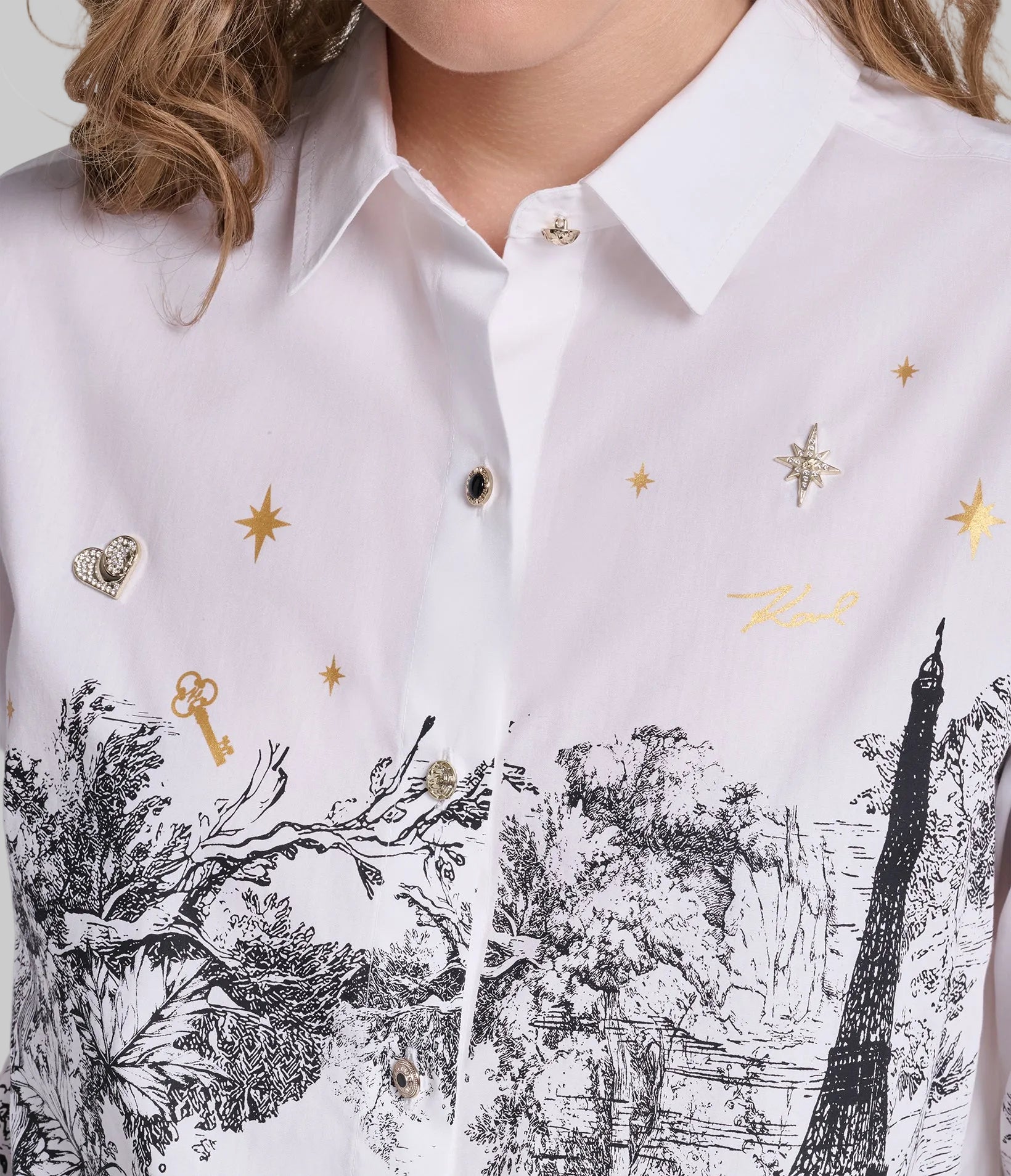 LONG SLEEVE PARIS PRINT POPLIN SHIRT VIEW 8 LONG SLEEVE PARIS PRINT POPLIN SHIRT VIEW 8