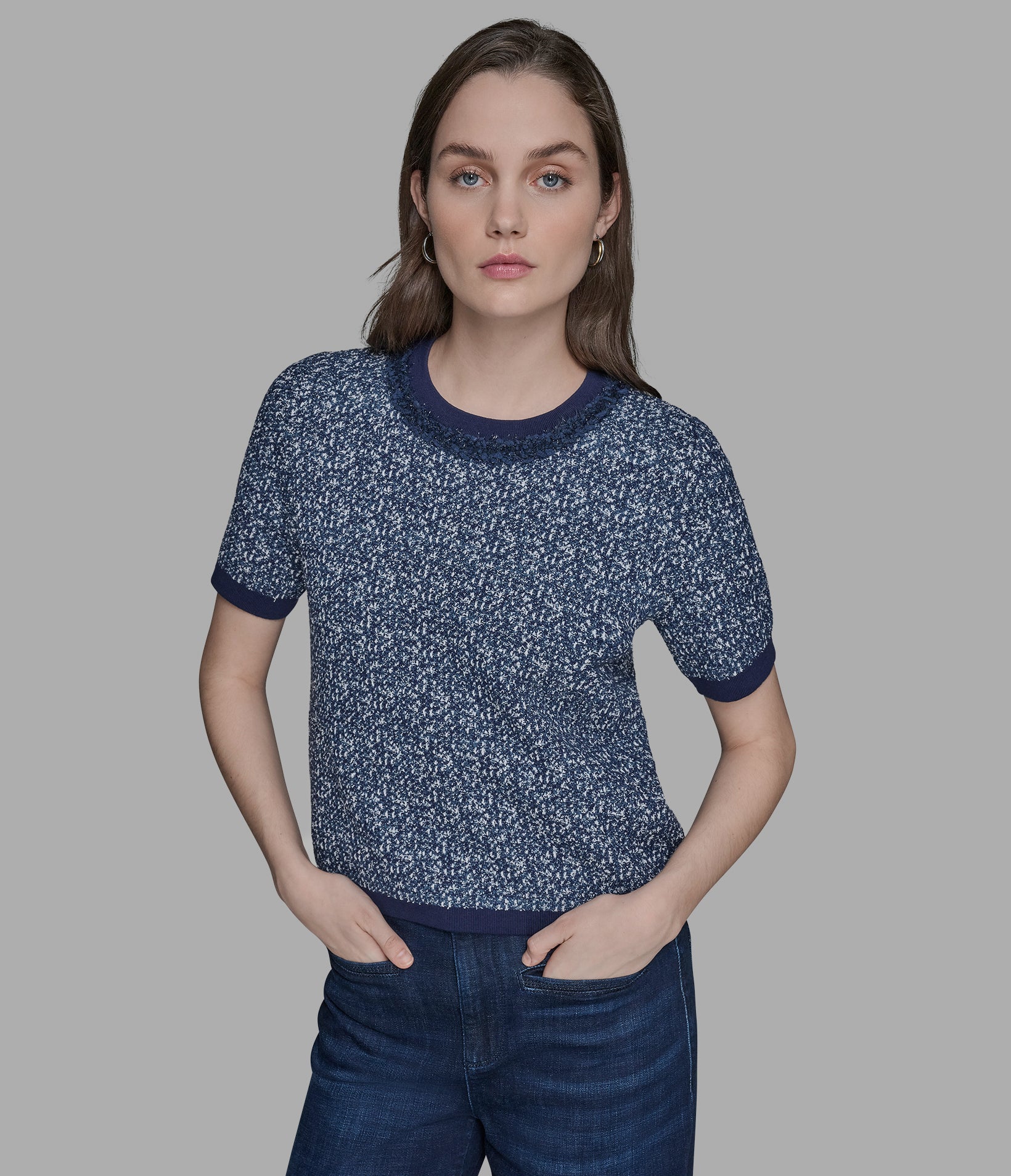 TWEED DENIM SWEATER View 1 | Women's Clothing TWEED DENIM SWEATER View 1 | Women's Clothing