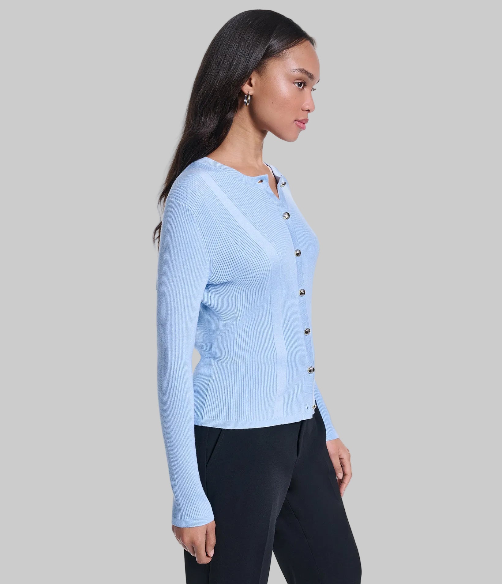 LONG SLEEVE BUTTON FRONT CARDIGAN VIEW 3 LONG SLEEVE BUTTON FRONT CARDIGAN VIEW 3