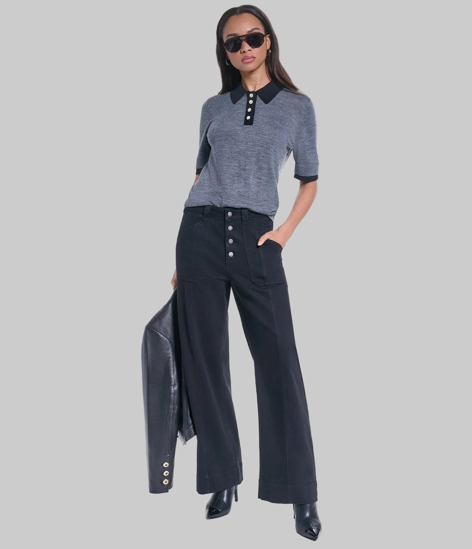 WIDE LEG BUTTON DENIM PANT VIEW 4 | Women's Clothing WIDE LEG BUTTON DENIM PANT VIEW 4 | Women's Clothing