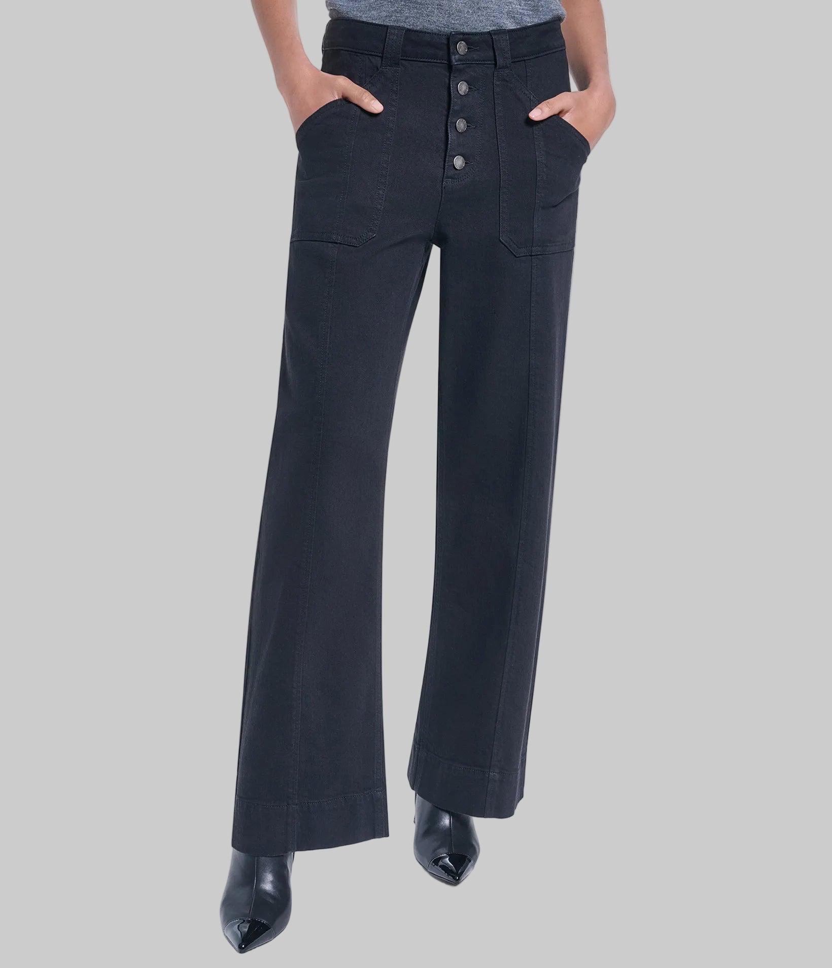 WIDE LEG BUTTON DENIM PANT VIEW 1 | Women's Clothing WIDE LEG BUTTON DENIM PANT VIEW 1 | Women's Clothing