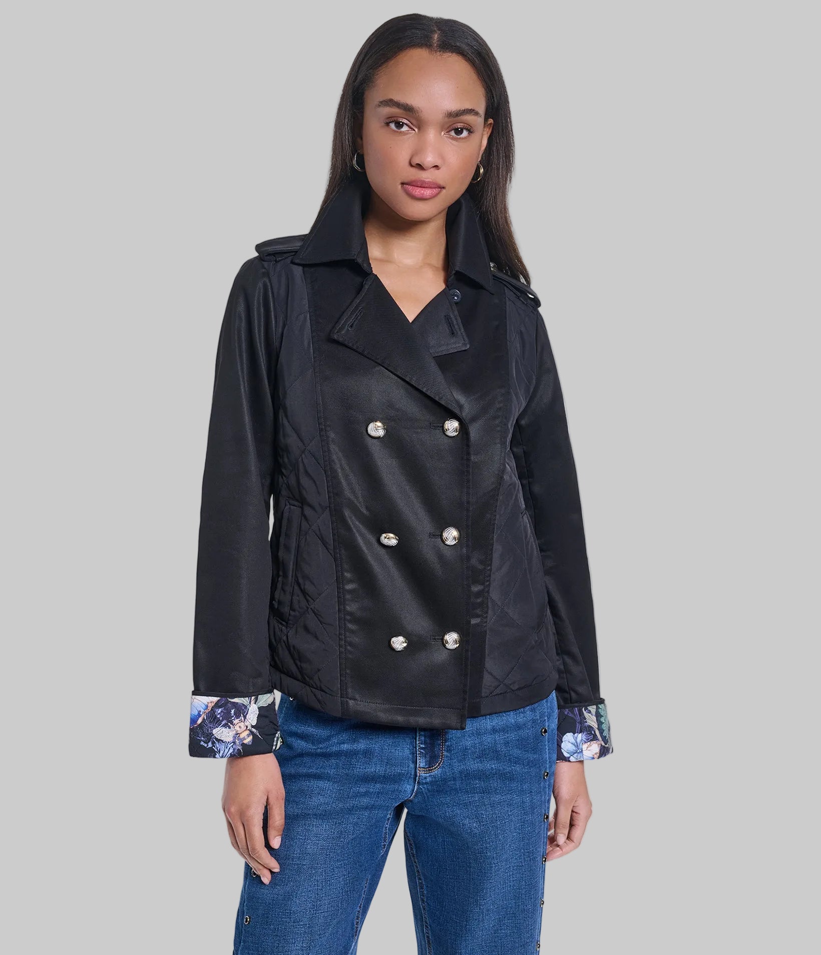 QUILTED OUTERWEAR WITH PRINTED INTERIOR VIEW 2 QUILTED OUTERWEAR WITH PRINTED INTERIOR VIEW 2