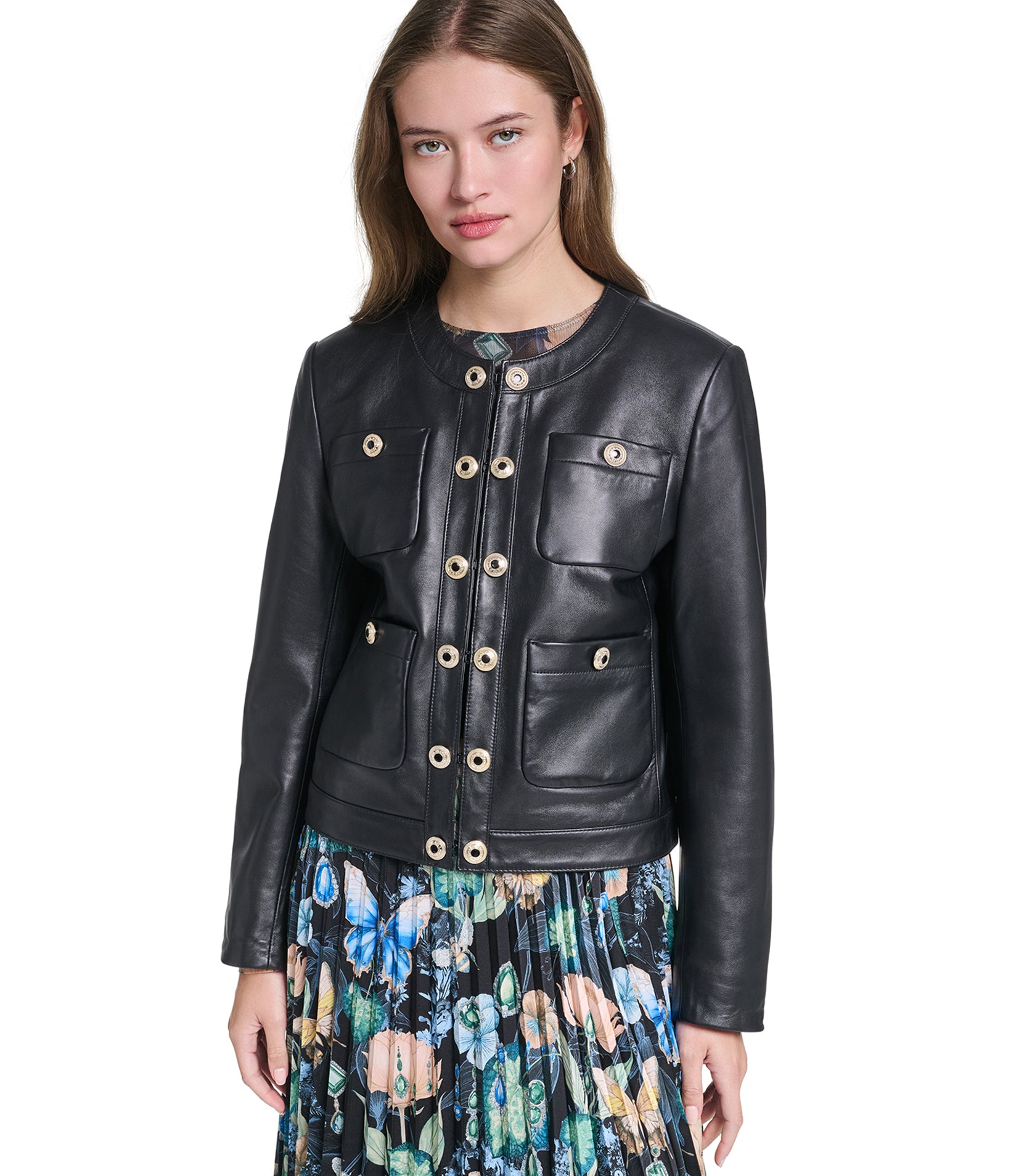 COLLARLESS LEATHER JACKET View 1 | Products COLLARLESS LEATHER JACKET View 1 | Products