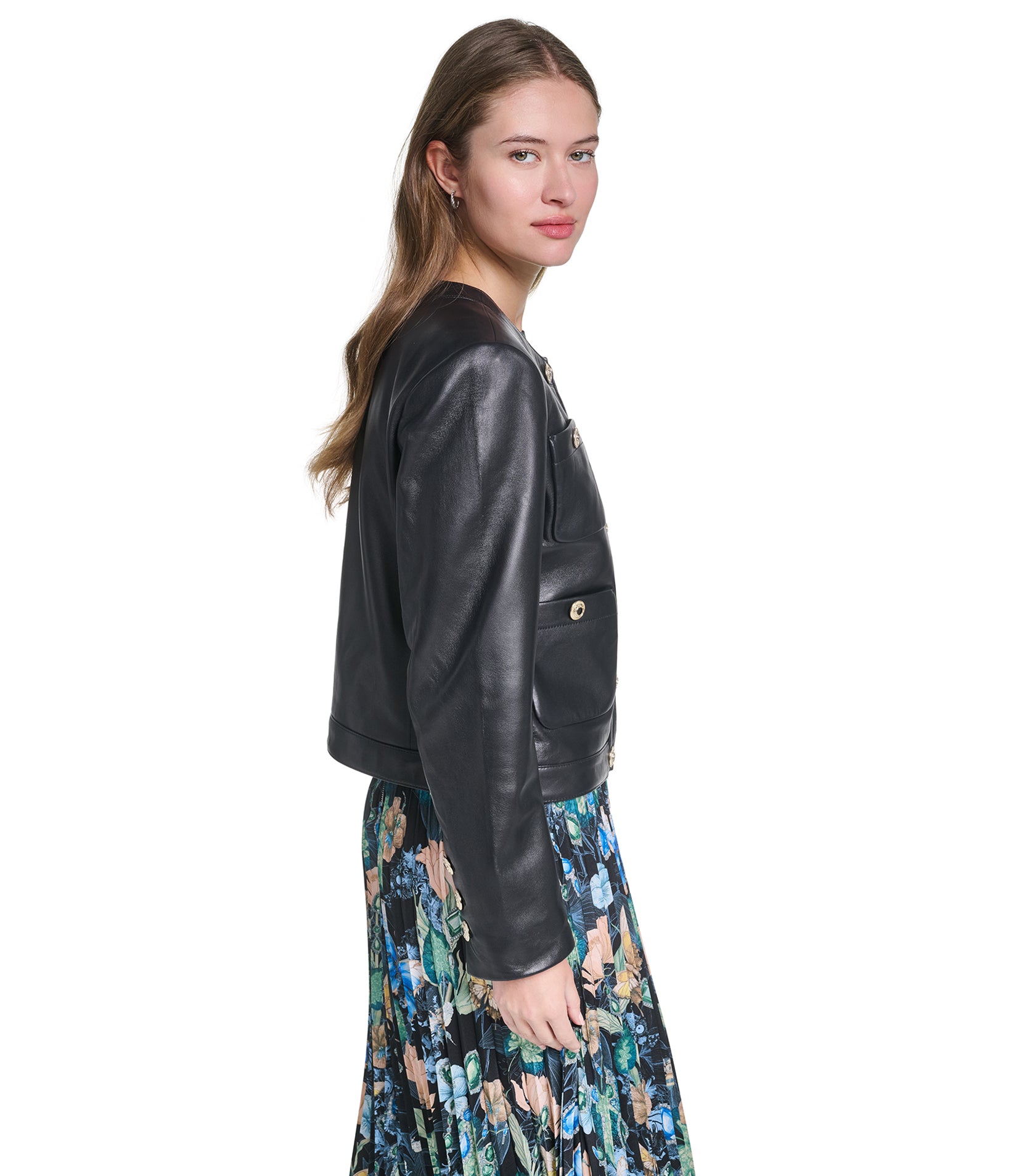 COLLARLESS LEATHER JACKET VIEW 4 | New Arrivals COLLARLESS LEATHER JACKET VIEW 4 | New Arrivals