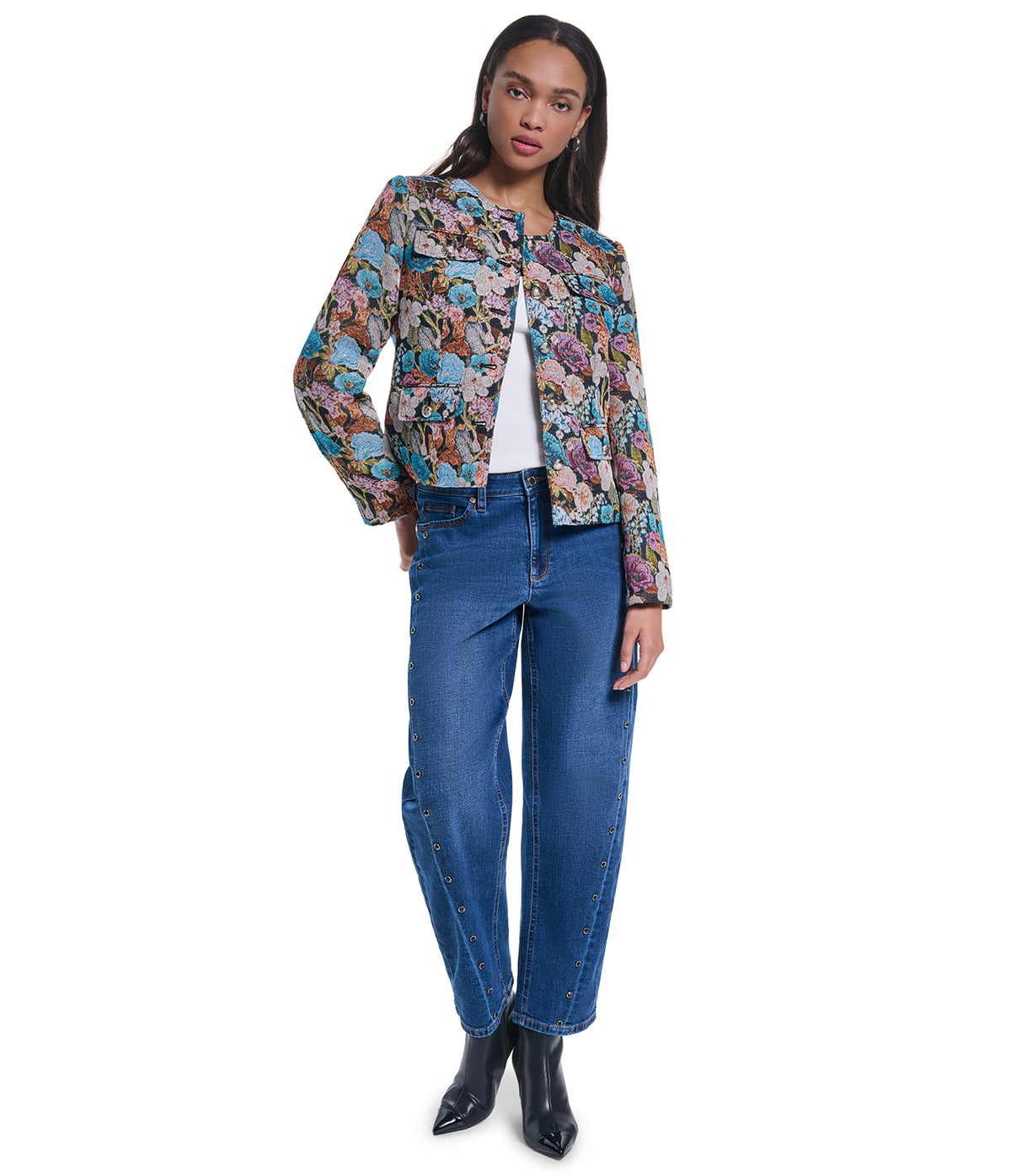 COLLARLESS FLORAL JACKET VIEW 4 COLLARLESS FLORAL JACKET VIEW 4
