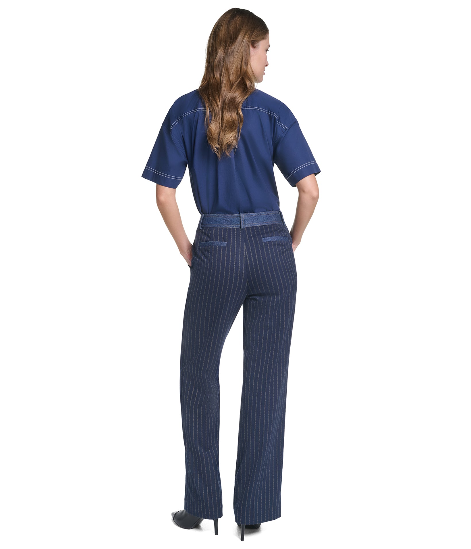 WIDE LEG DENIM TRIM PINSTRIPE PANT VIEW 5 WIDE LEG DENIM TRIM PINSTRIPE PANT VIEW 5