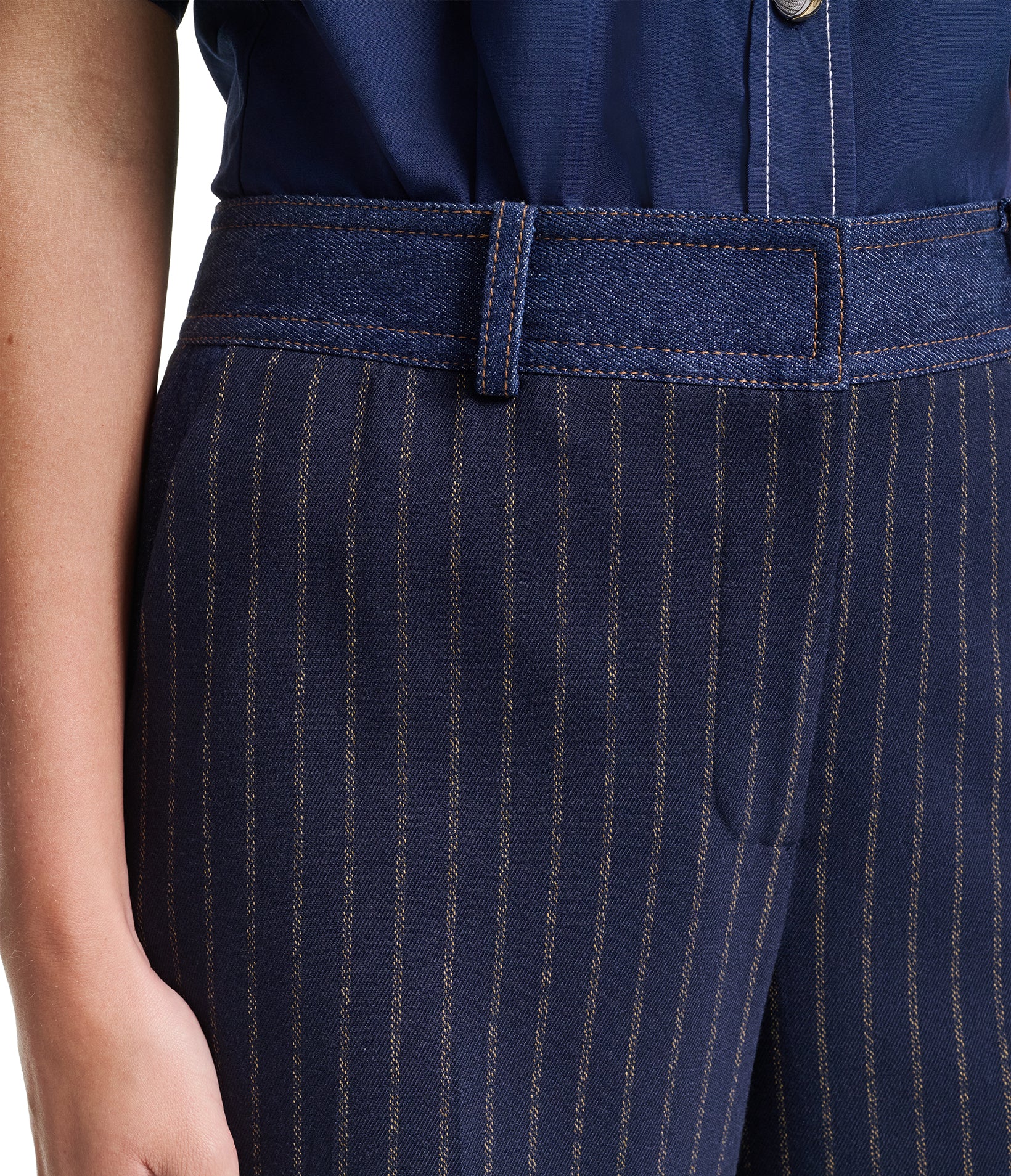 WIDE LEG DENIM TRIM PINSTRIPE PANT VIEW 6 WIDE LEG DENIM TRIM PINSTRIPE PANT VIEW 6