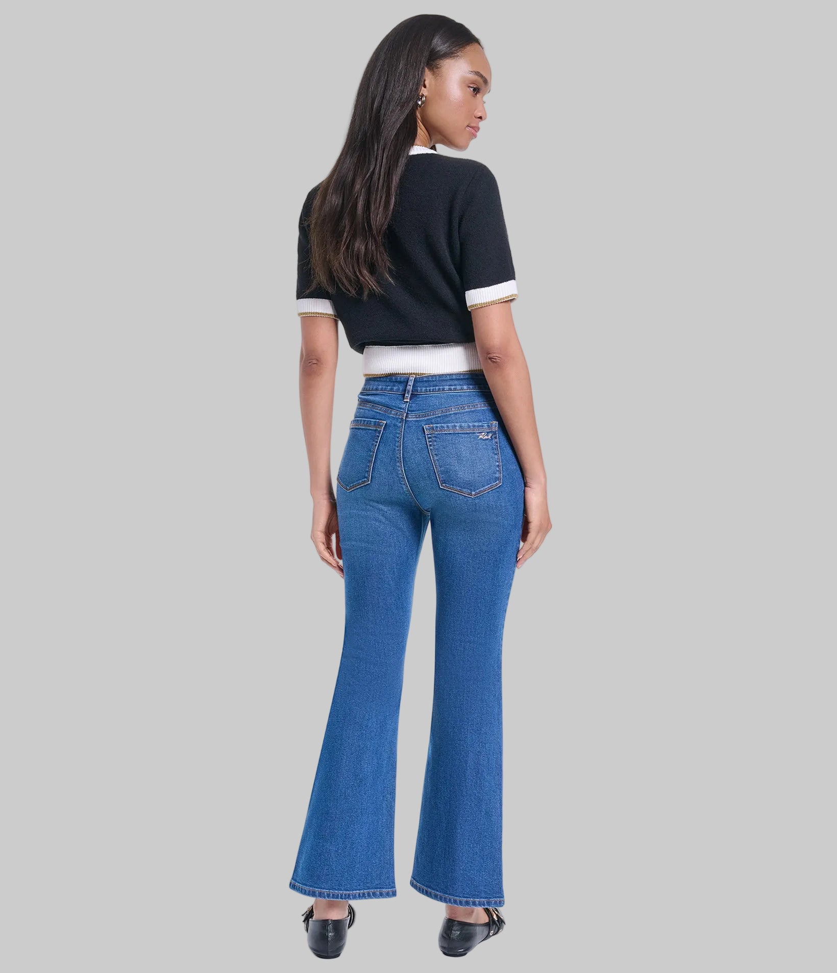 EMBROIDERED KEYS FLARE DENIM PANT VIEW 6 EMBROIDERED KEYS FLARE DENIM PANT VIEW 6