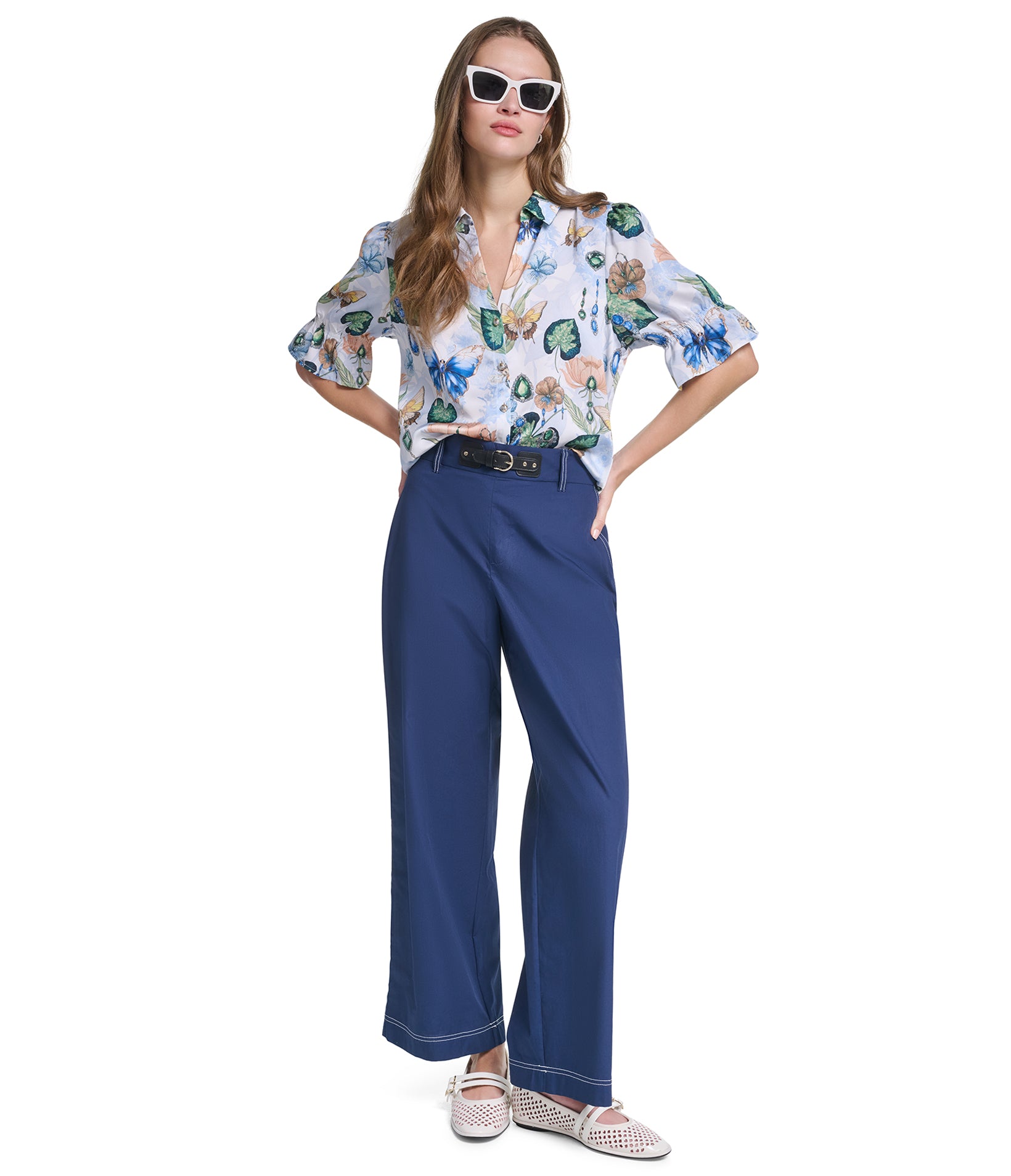 SHORT SLEEVE MULTI FLORAL WOVEN TOP VIEW 4 SHORT SLEEVE MULTI FLORAL WOVEN TOP VIEW 4