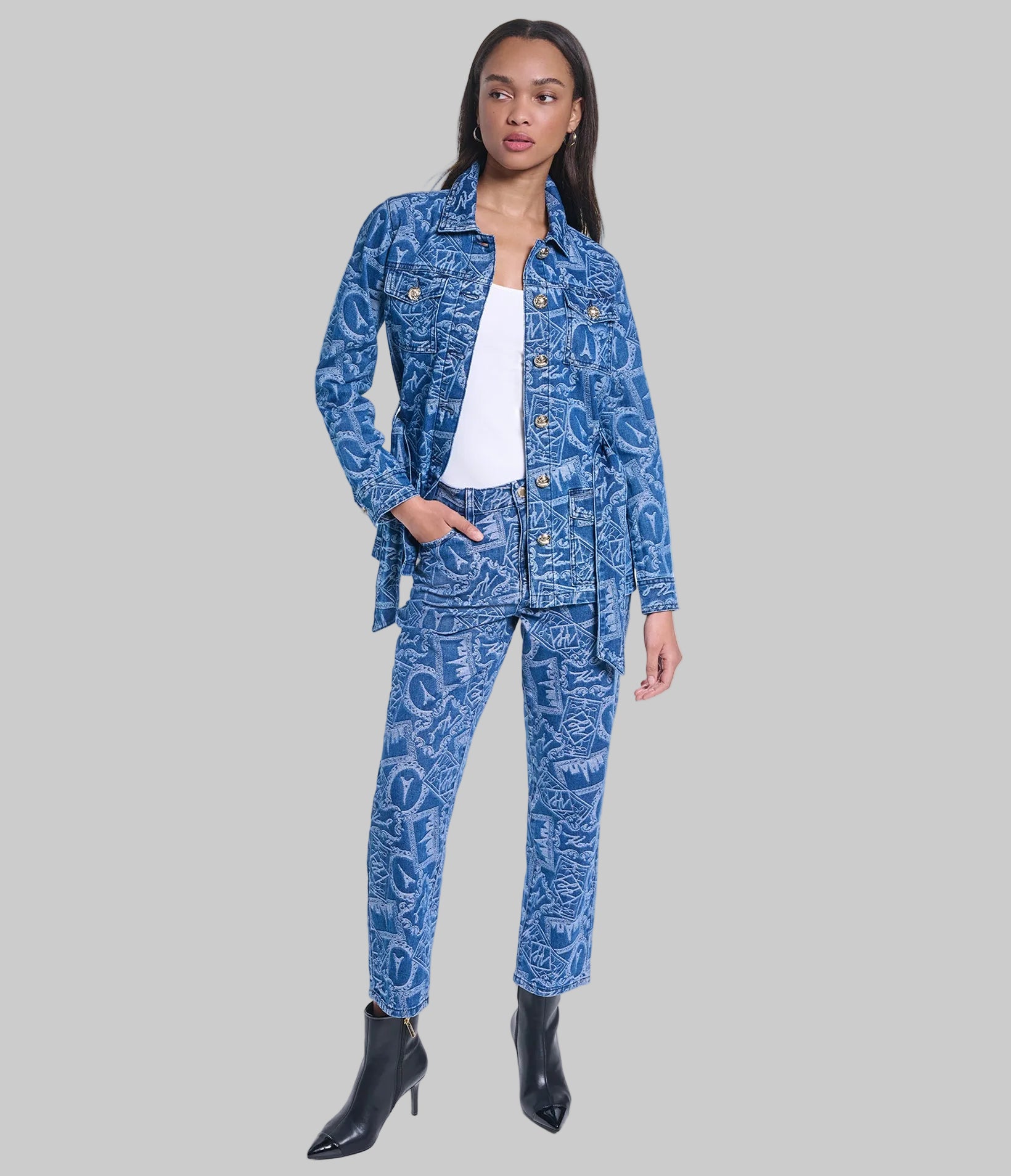 CO-ORD JACQUARD BELTED DENIM JACKET VIEW 5 | Women's Clothing CO-ORD JACQUARD BELTED DENIM JACKET VIEW 5 | Women's Clothing
