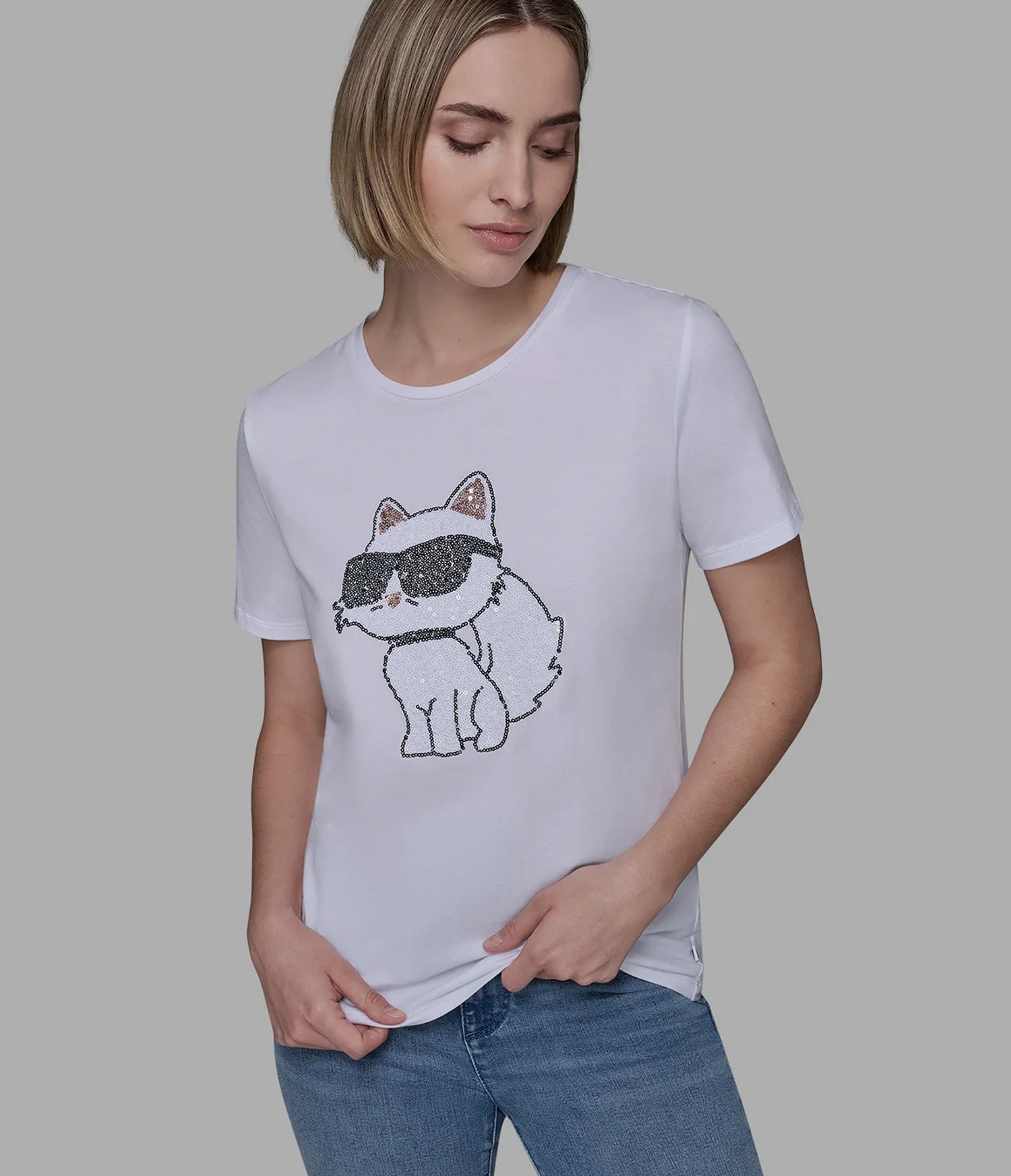 トップス Choupette Choupette Sequin Logo Tee | Tees & Tanks | Karl Lagerfeld Paris
