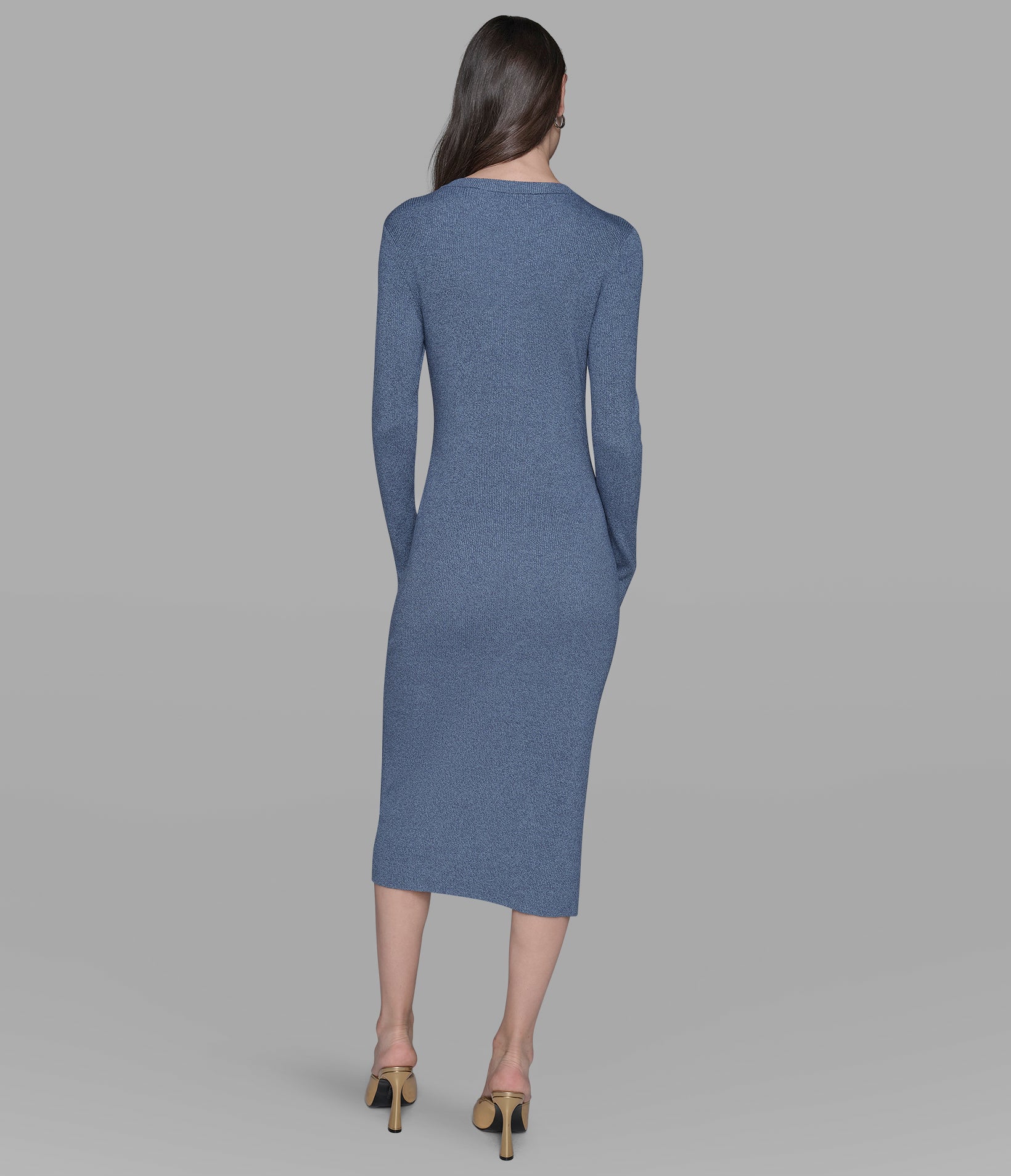 HEATHERED MIDI SWEATER DRESS VIEW 2 HEATHERED MIDI SWEATER DRESS VIEW 2