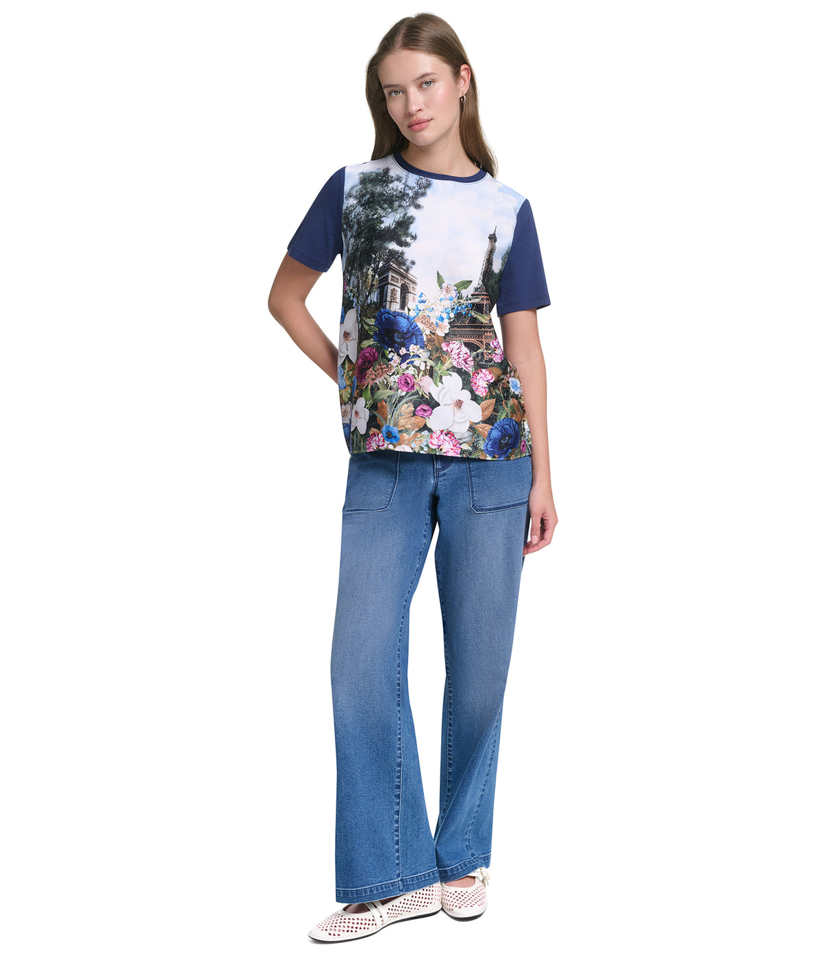 SHORT SLEEVE FLORAL KNIT TOP VIEW 4 SHORT SLEEVE FLORAL KNIT TOP VIEW 4