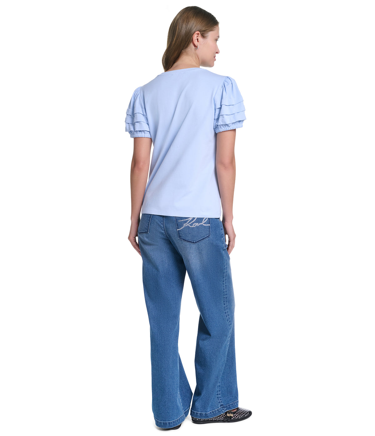 SHORT SLEEVE KNIT TOP WITH PINS VIEW 4 SHORT SLEEVE KNIT TOP WITH PINS VIEW 4