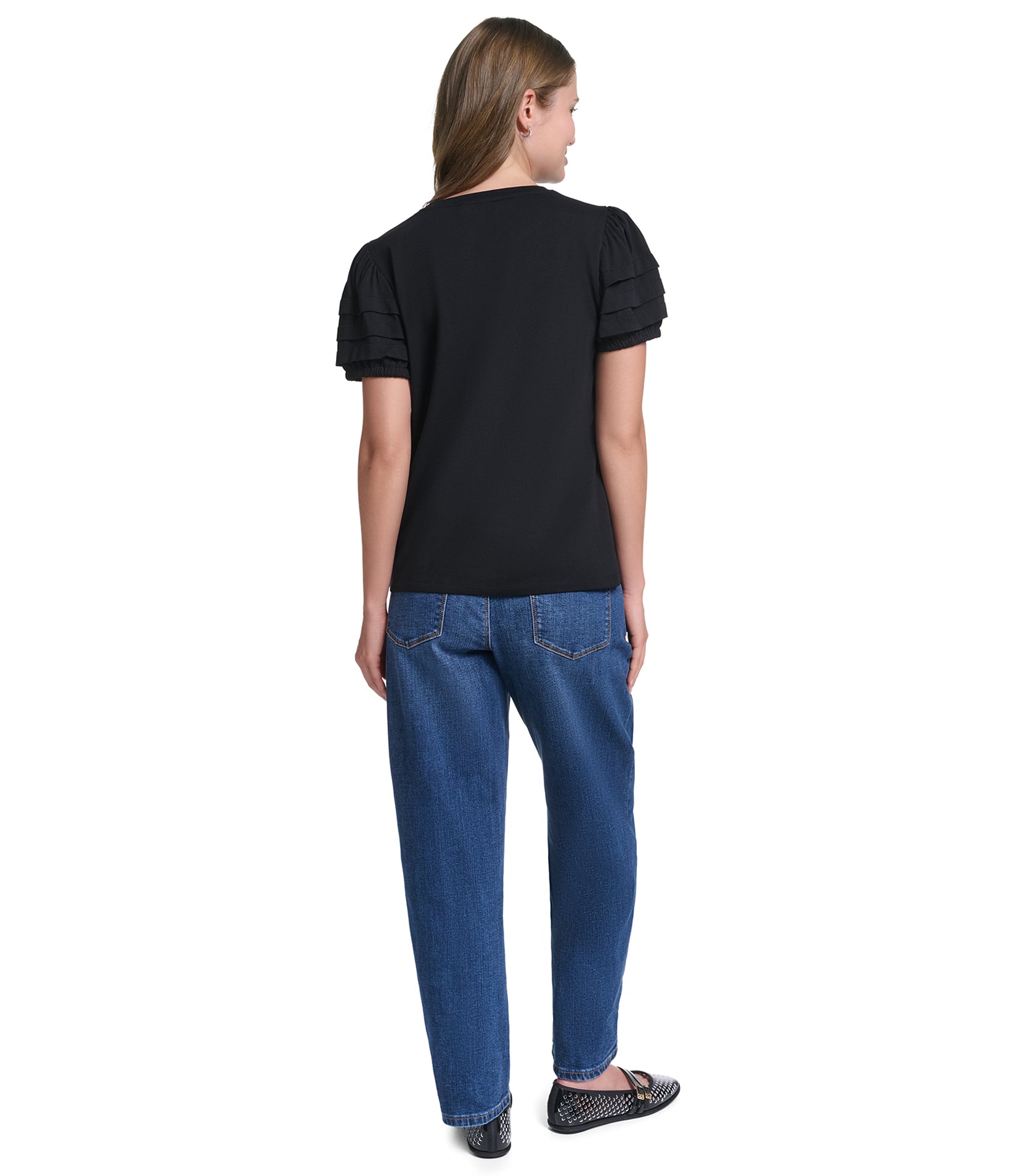 SHORT SLEEVE KNIT TOP WITH PINS VIEW 5 SHORT SLEEVE KNIT TOP WITH PINS VIEW 5