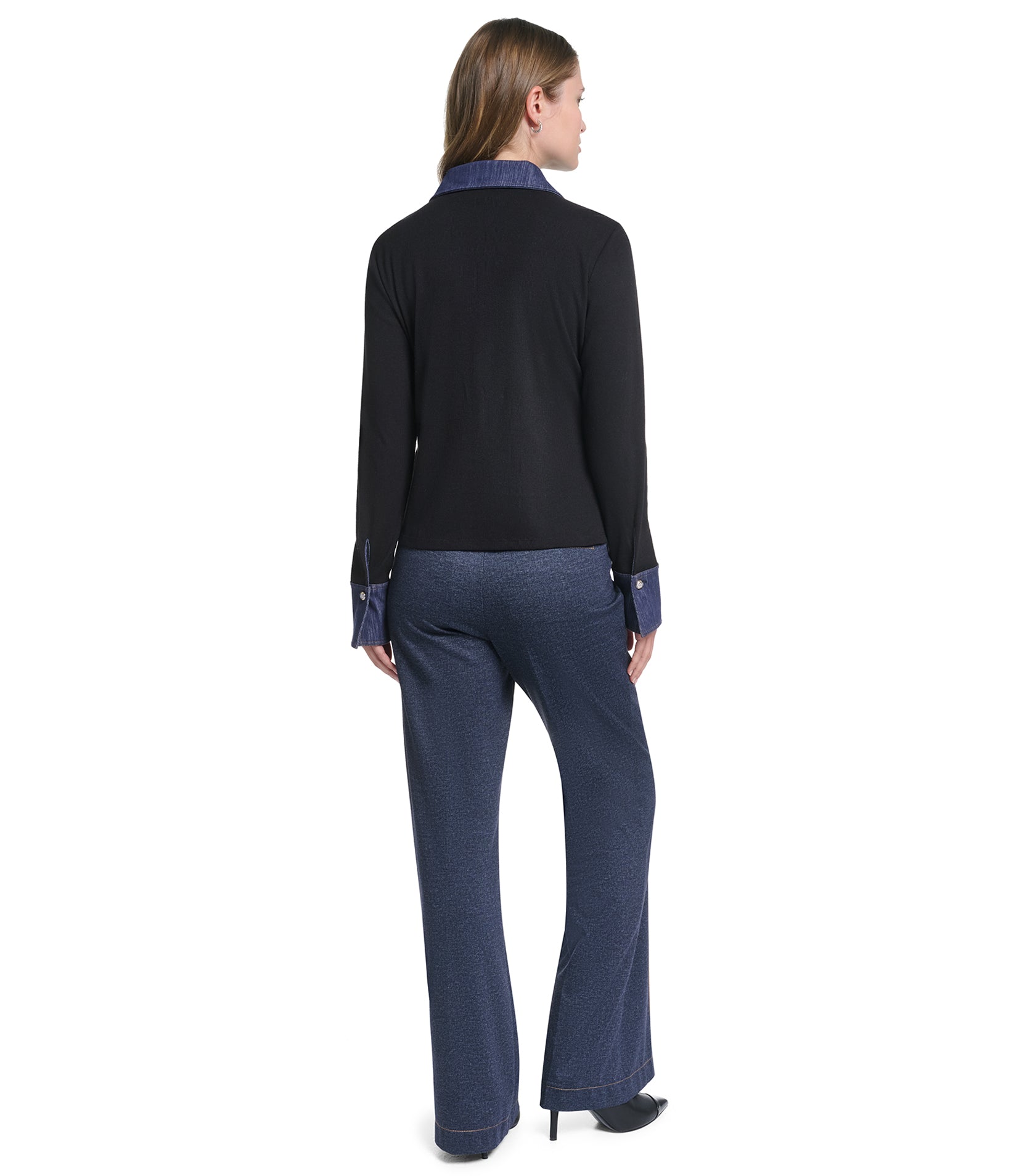 LONG SLEEVE DENIM TRIM COLLAR BUTTON DOWN VIEW 5 LONG SLEEVE DENIM TRIM COLLAR BUTTON DOWN VIEW 5