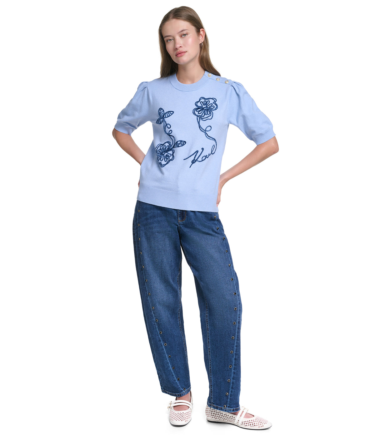 FLORAL SHORT SLEEVE SWEATER VIEW 4 FLORAL SHORT SLEEVE SWEATER VIEW 4