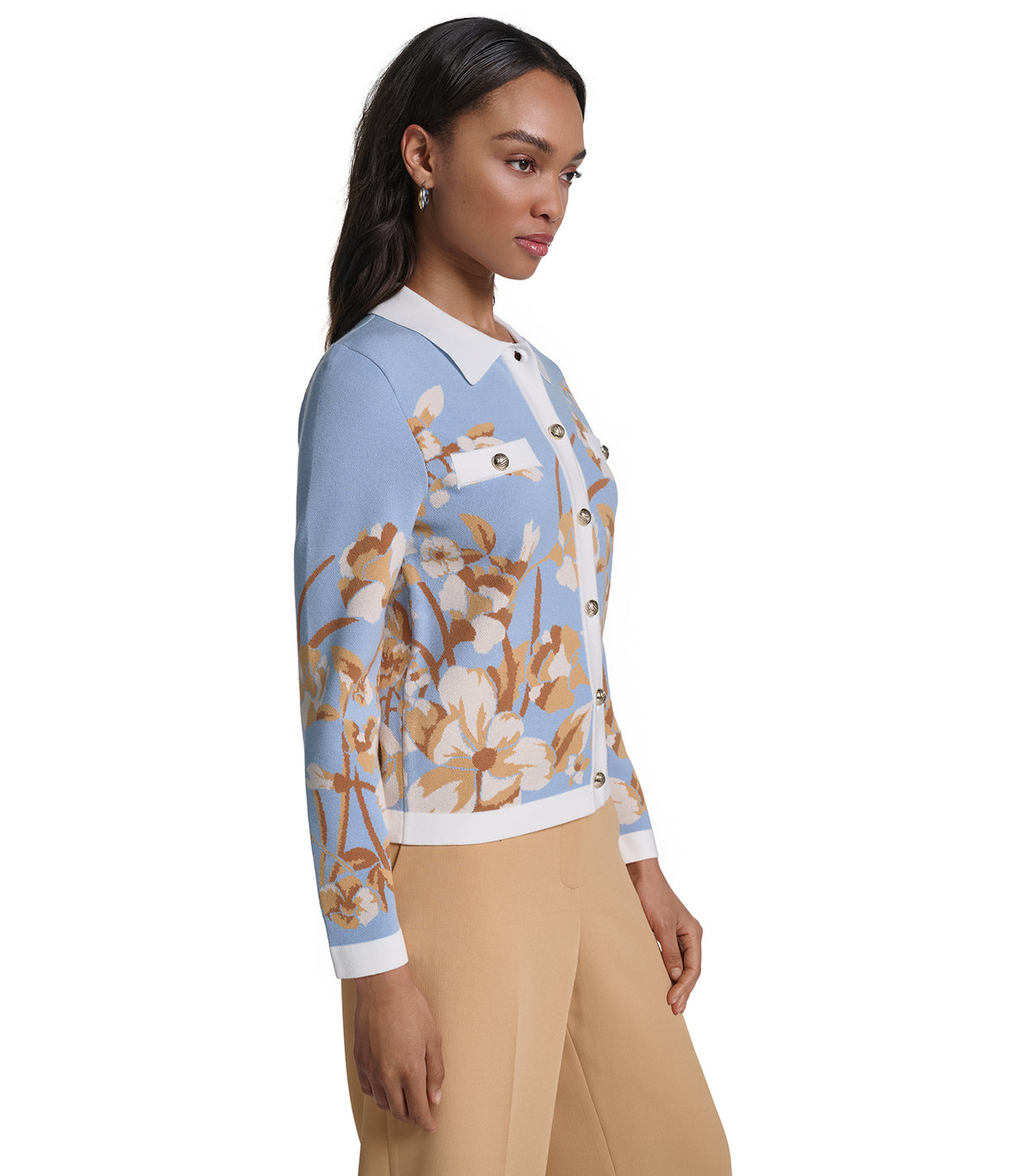 FLORAL LONG SLEEVE SWEATER VIEW 3 FLORAL LONG SLEEVE SWEATER VIEW 3