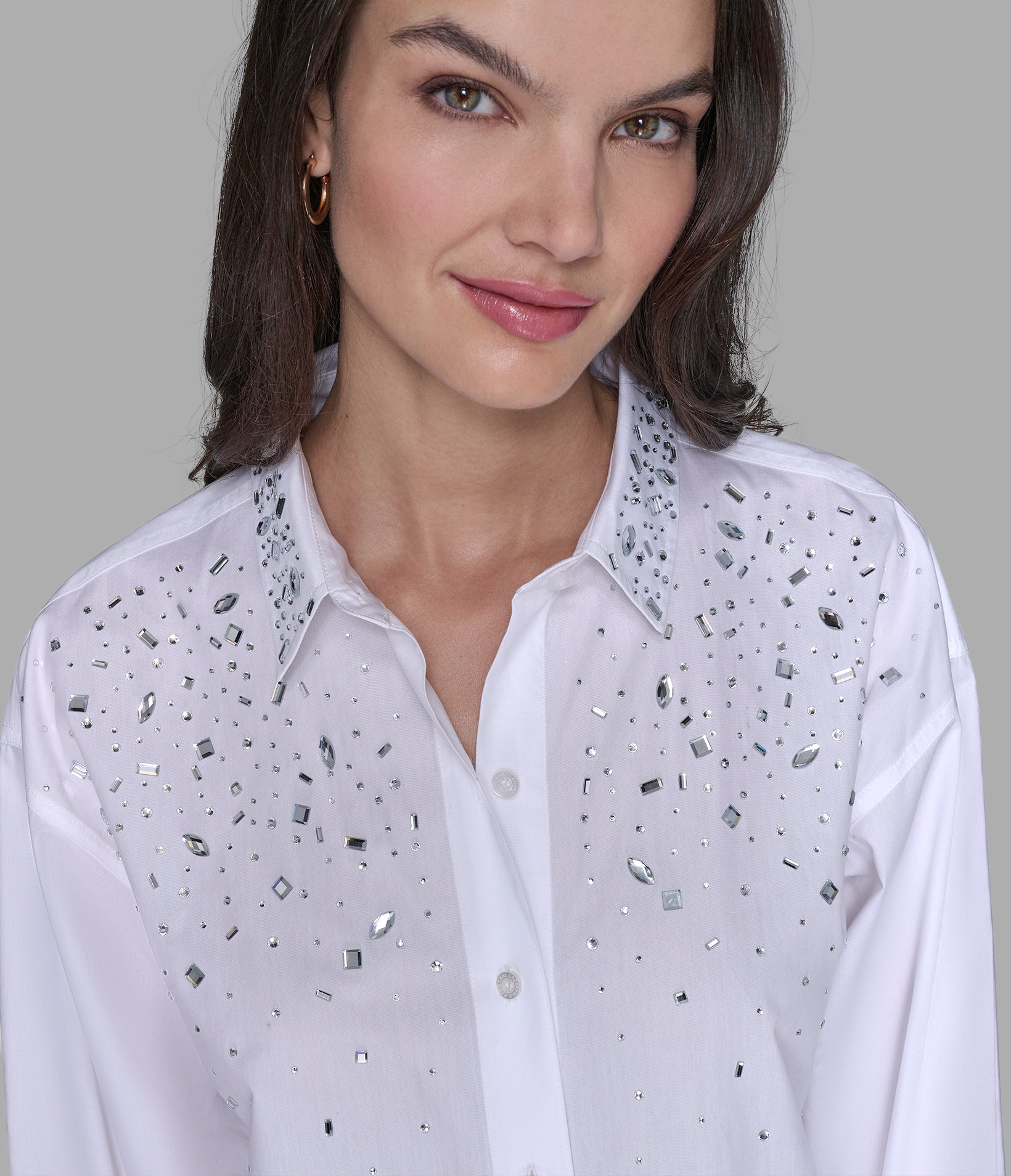 EMBELLISHED POPLIN SHIRT VIEW 5 EMBELLISHED POPLIN SHIRT VIEW 5