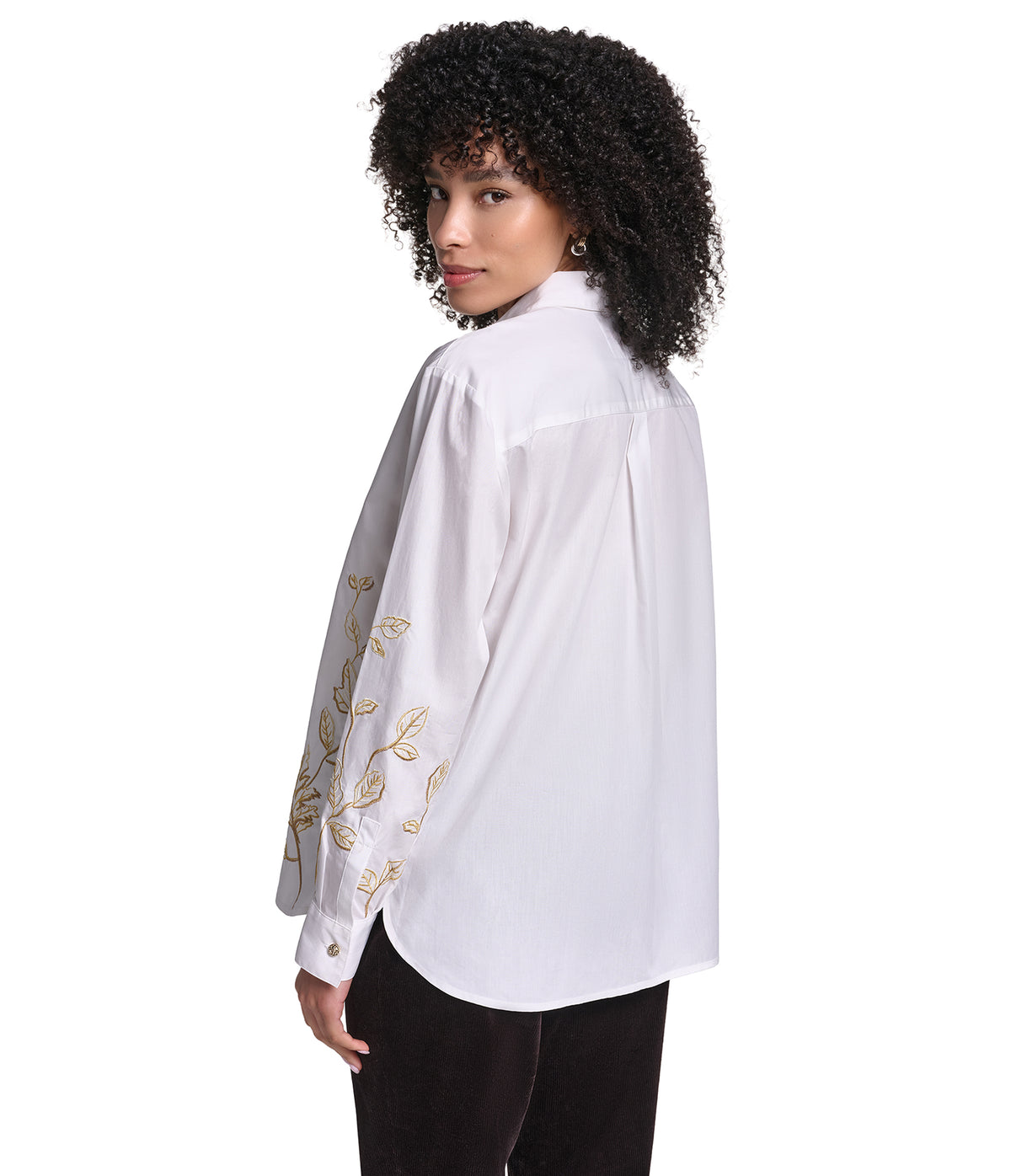 LONG SLEEVE POPLIN FLORAL EMBROIDERED SHIRT VIEW 3 LONG SLEEVE POPLIN FLORAL EMBROIDERED SHIRT VIEW 3