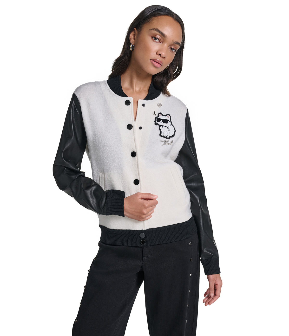 BOMBER JACKET WITH CHOUPETTE PATCH VIEW 2 BOMBER JACKET WITH CHOUPETTE PATCH VIEW 2