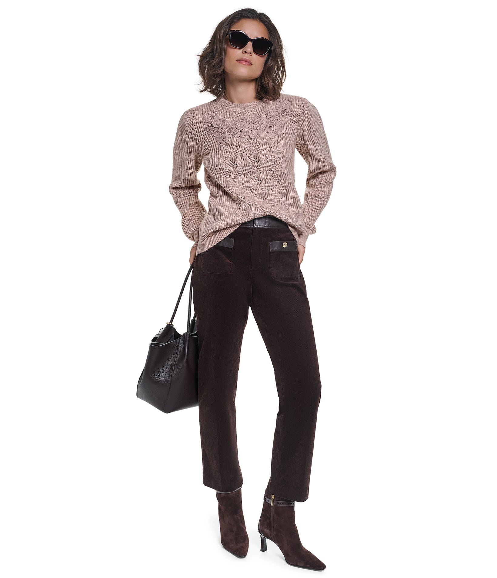 LONG SLEEVE EMBROIDER DETAIL CREW SWEATER VIEW 4 LONG SLEEVE EMBROIDER DETAIL CREW SWEATER VIEW 4