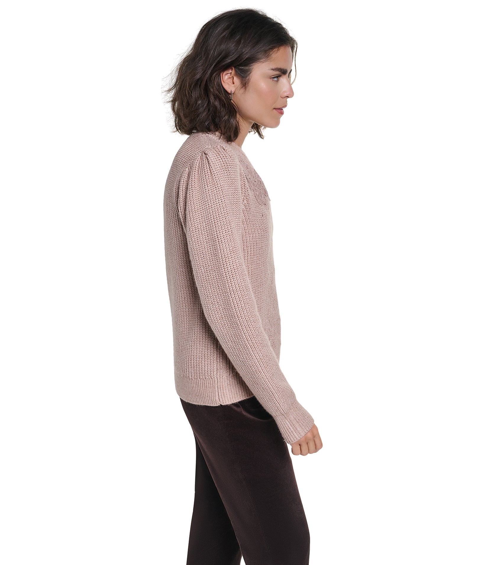LONG SLEEVE EMBROIDER DETAIL CREW SWEATER VIEW 3 LONG SLEEVE EMBROIDER DETAIL CREW SWEATER VIEW 3