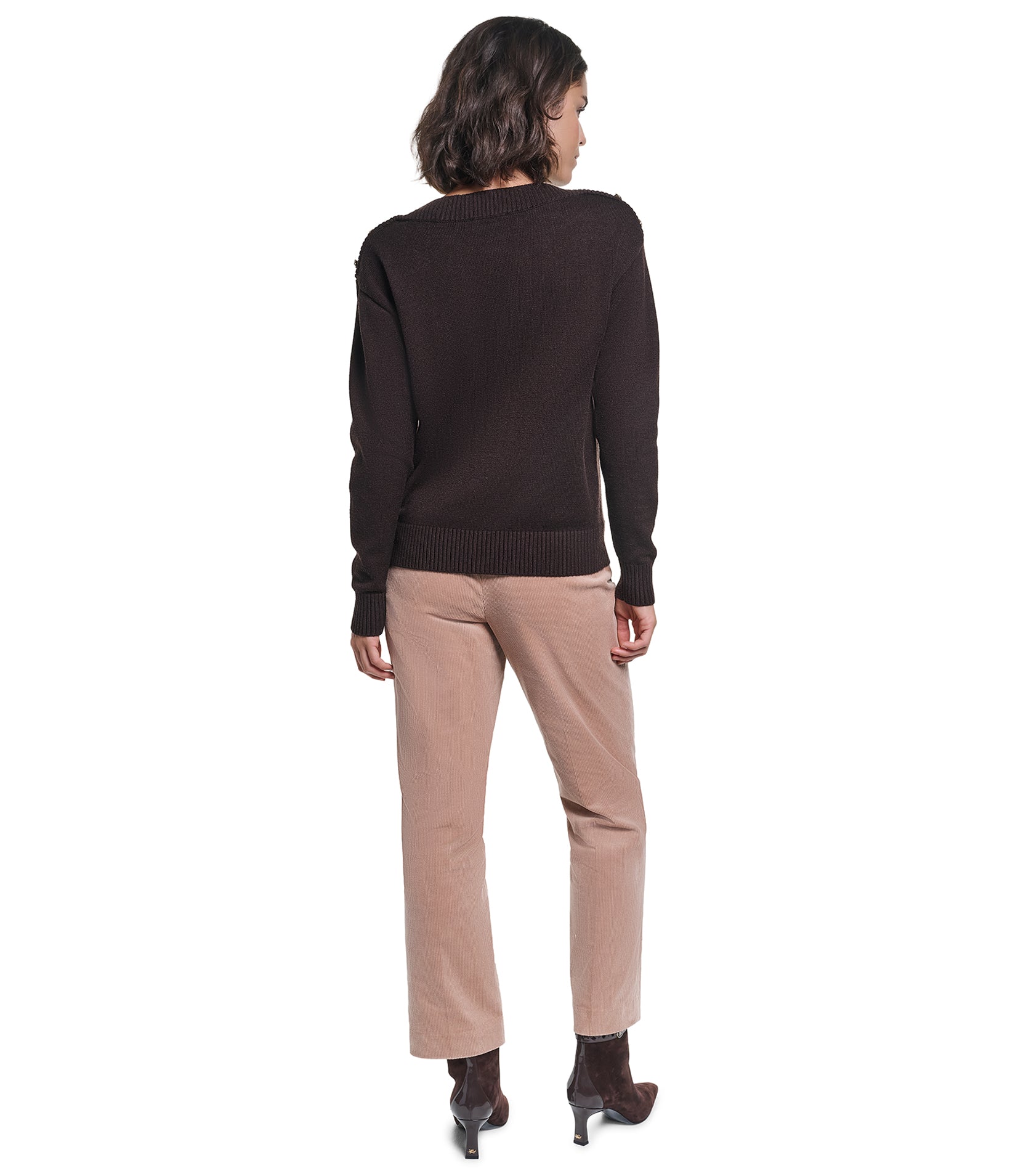 LONG SLEEVE BOAT NECK BUTTON DETAIL SWEATER VIEW 6 LONG SLEEVE BOAT NECK BUTTON DETAIL SWEATER VIEW 6