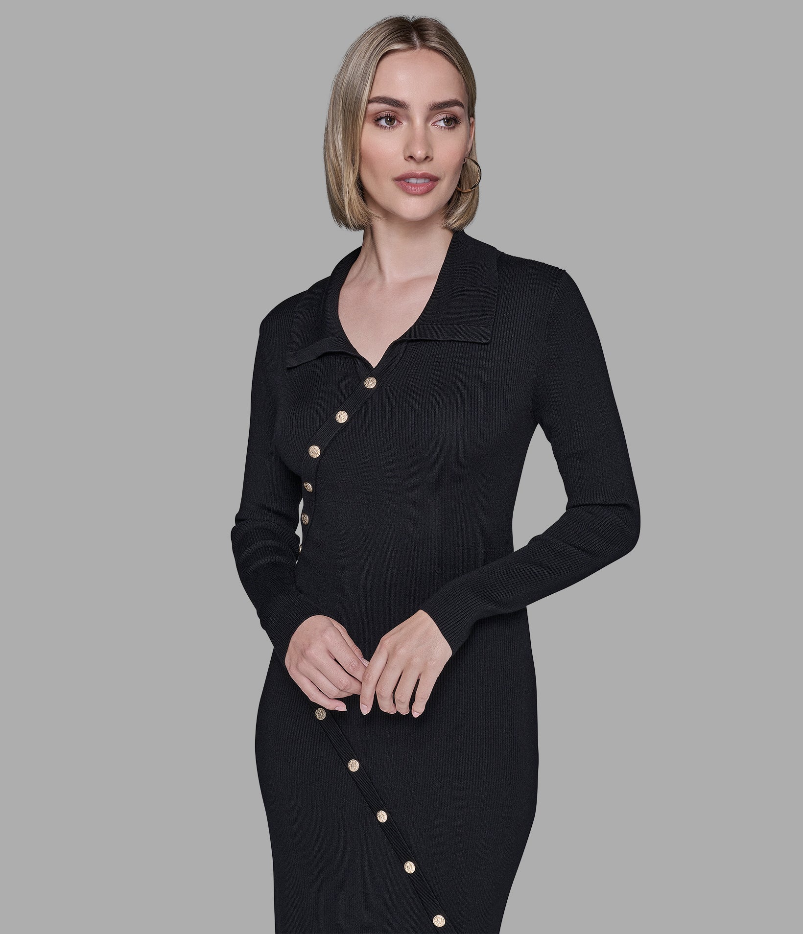 LONG SLEEVE POLO SWEATER DRESS VIEW 4 LONG SLEEVE POLO SWEATER DRESS VIEW 4