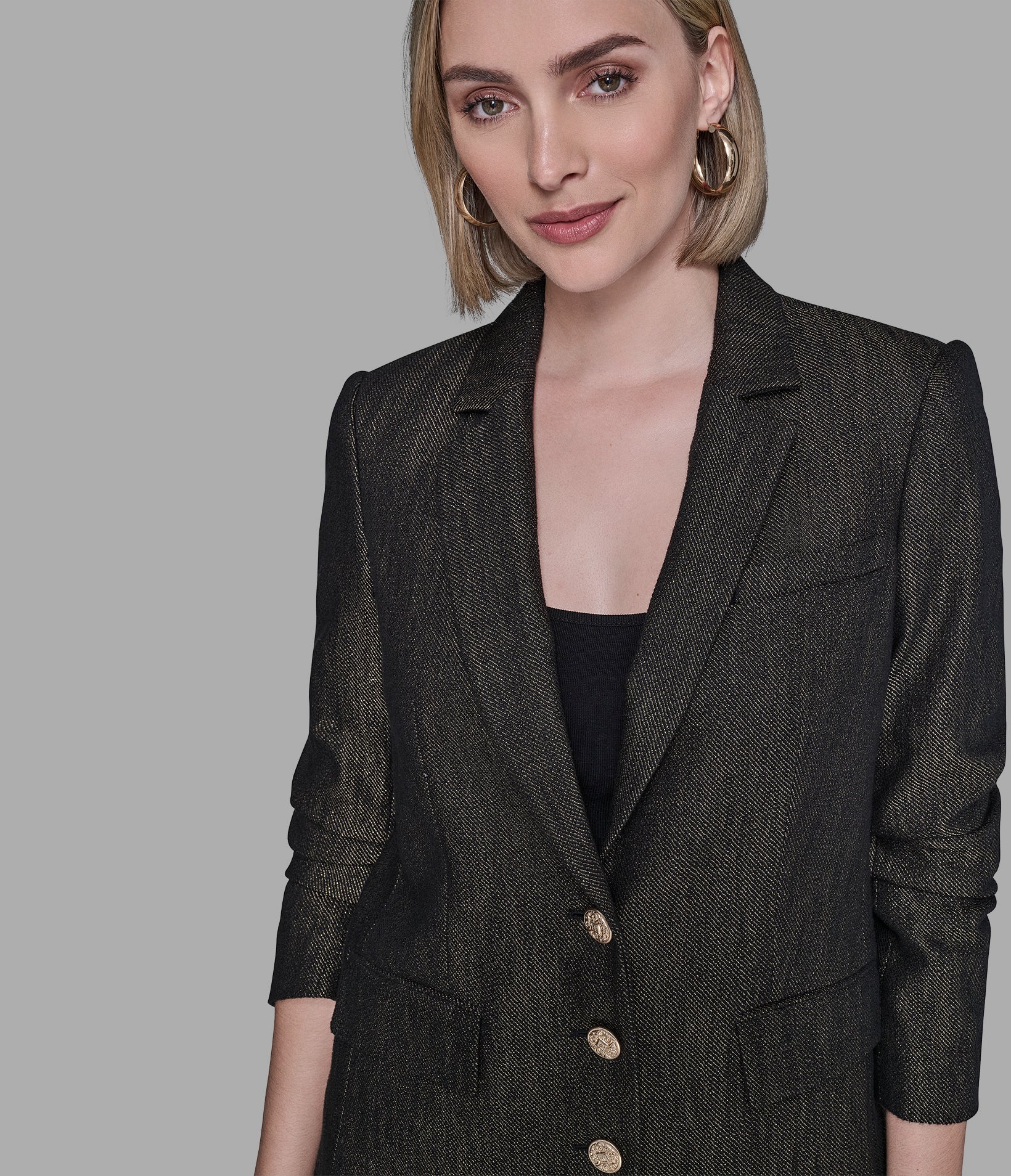 RUCHED SLEEVE SHIMMER BLAZER VIEW 6 RUCHED SLEEVE SHIMMER BLAZER VIEW 6