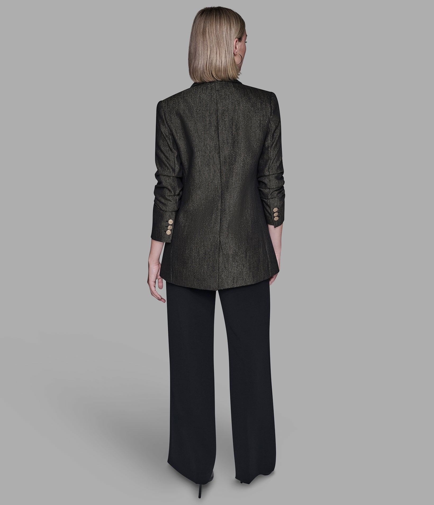 RUCHED SLEEVE SHIMMER BLAZER VIEW 3 RUCHED SLEEVE SHIMMER BLAZER VIEW 3