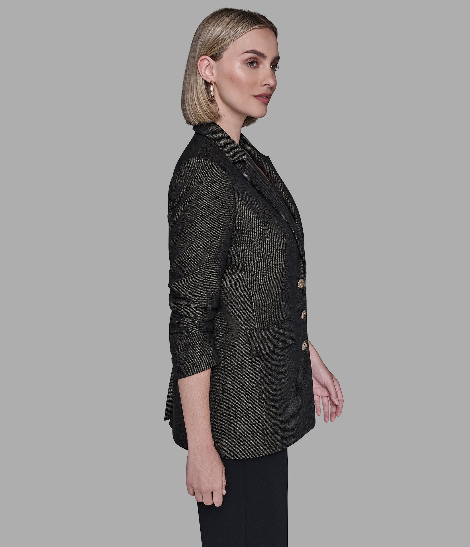 RUCHED SLEEVE SHIMMER BLAZER VIEW 5 RUCHED SLEEVE SHIMMER BLAZER VIEW 5