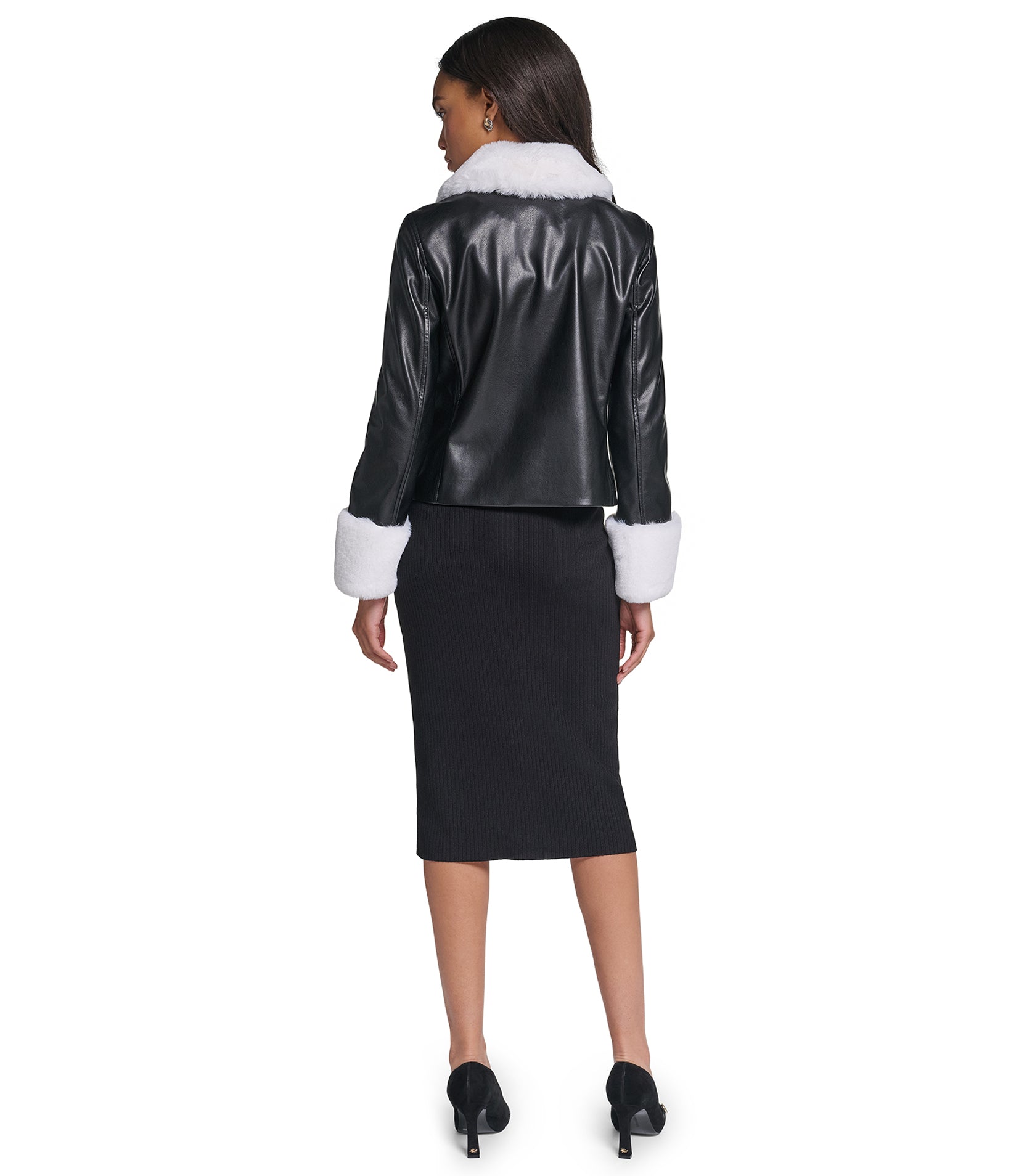 FAUX LEATHER JACKET WITH FAUX FUR TRIM VIEW 3 FAUX LEATHER JACKET WITH FAUX FUR TRIM VIEW 3