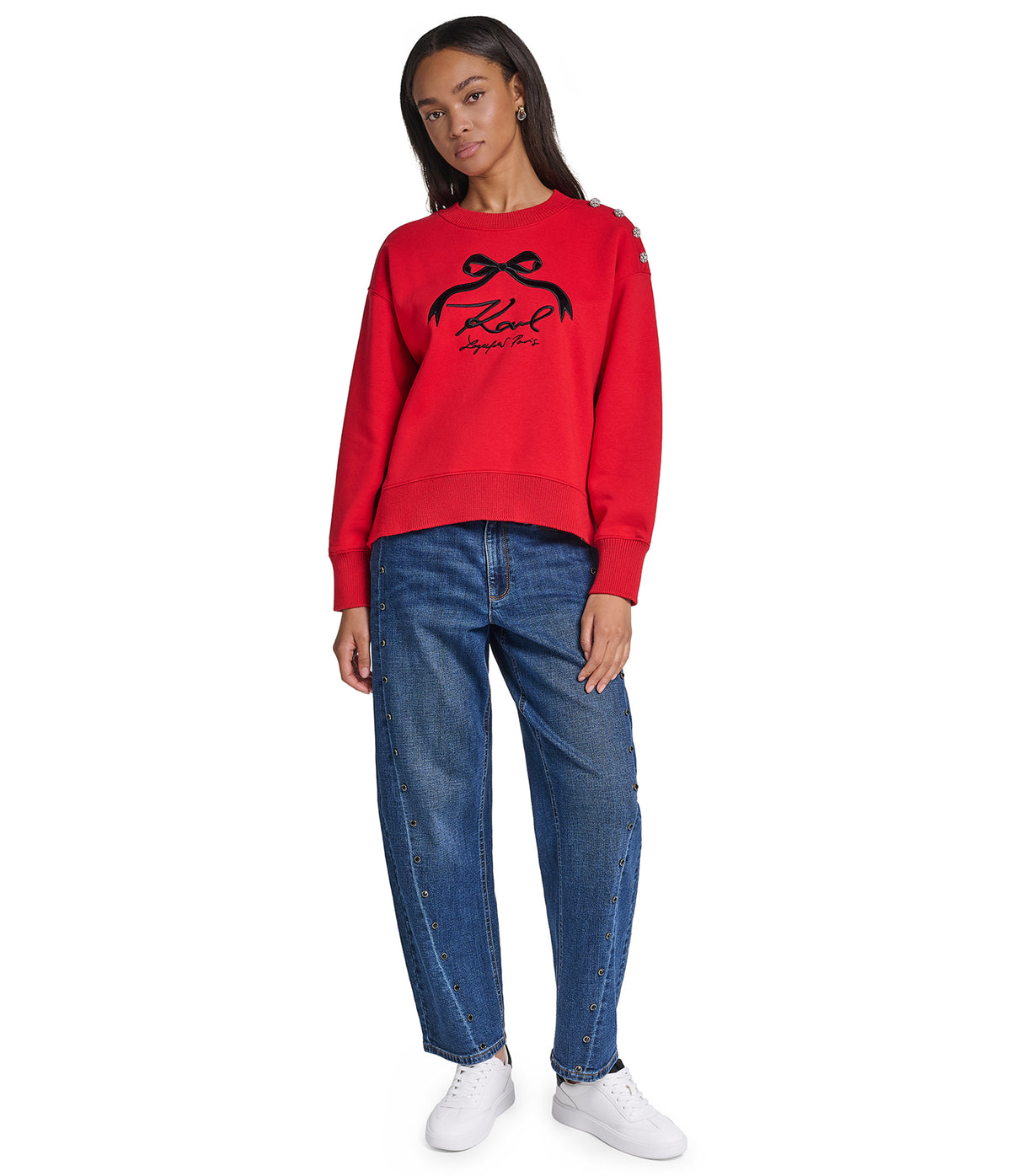BOW SWEATSHIRT WITH BUTTONS VIEW 5 BOW SWEATSHIRT WITH BUTTONS VIEW 5