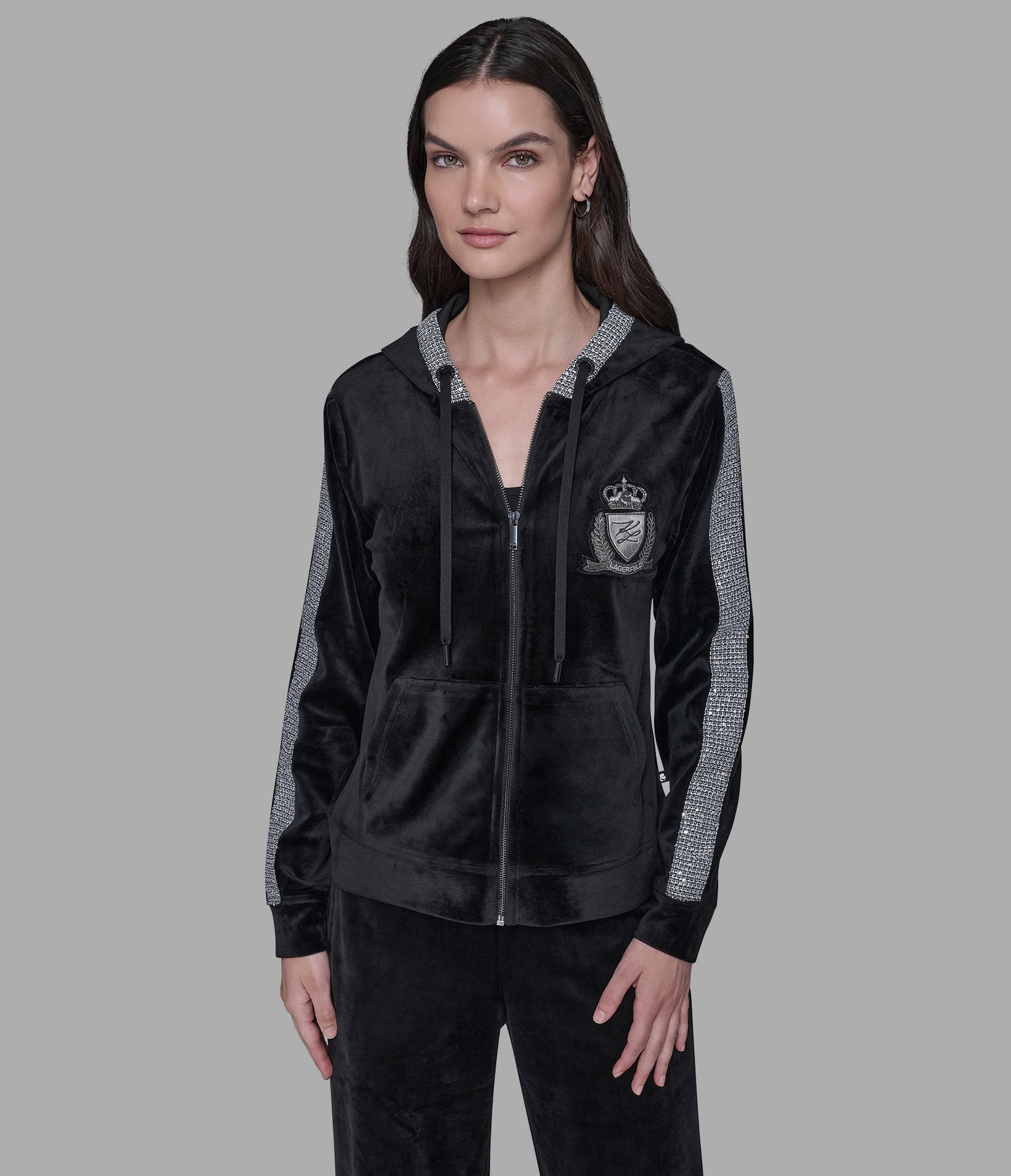 CO-ORD VELOUR RHINESTONE TRACK JACKET View 1 | Women's Clothing CO-ORD VELOUR RHINESTONE TRACK JACKET View 1 | Women's Clothing