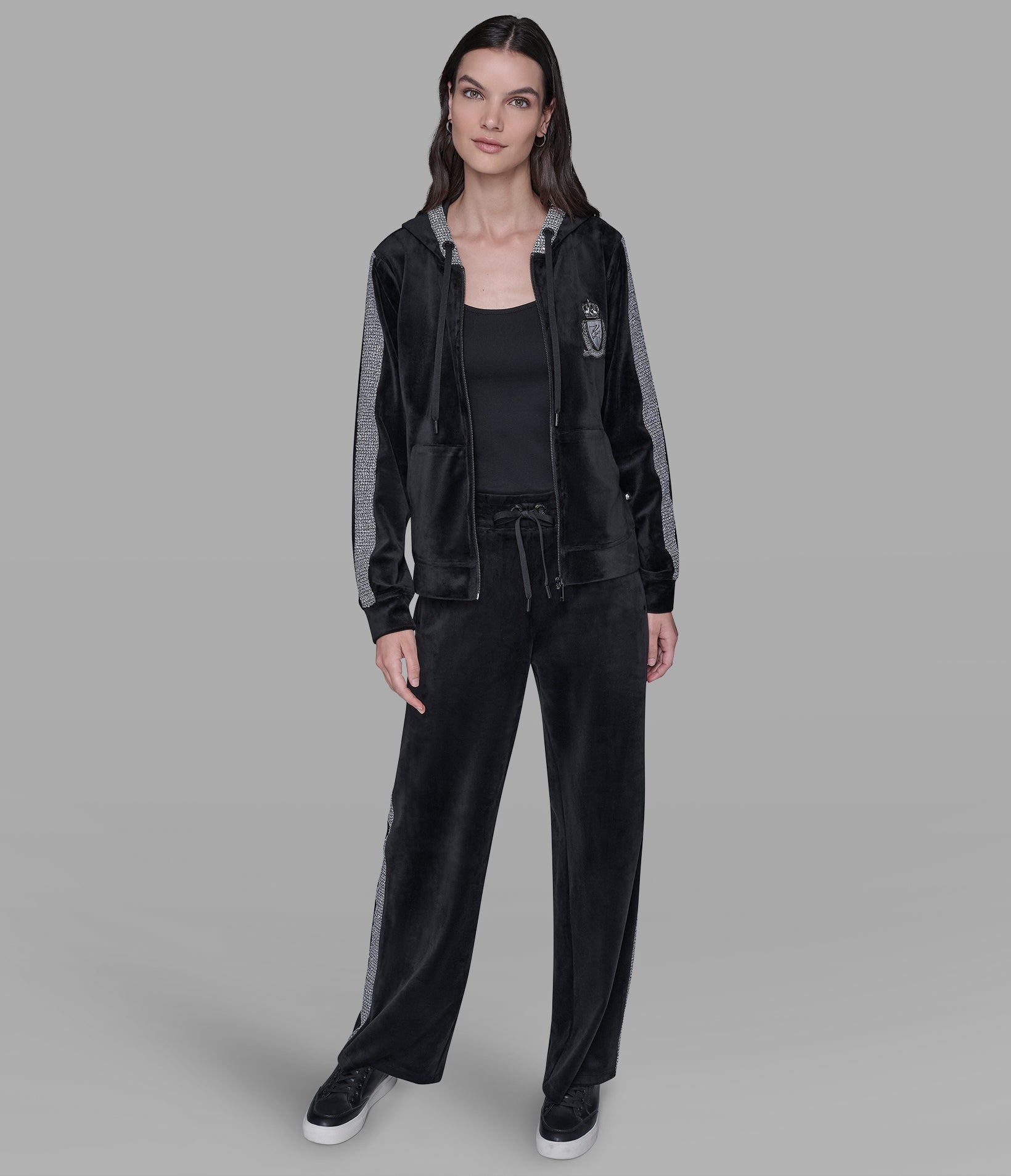 CO-ORD VELOUR RHINESTONE TRACK JACKET VIEW 3 | Women's Clothing CO-ORD VELOUR RHINESTONE TRACK JACKET VIEW 3 | Women's Clothing