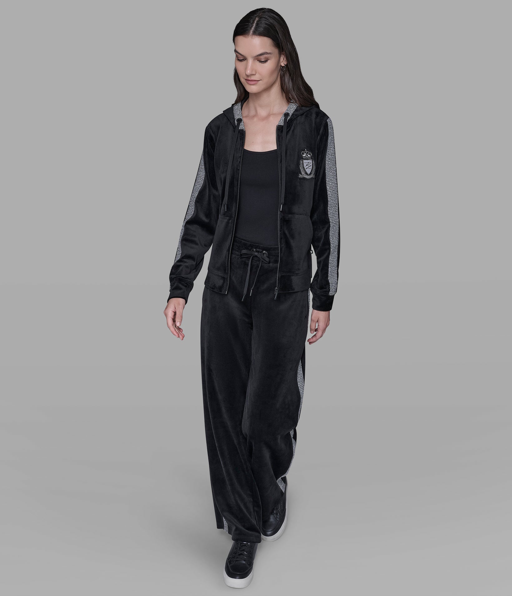 CO-ORD VELOUR RHINESTONE TRACK JACKET VIEW 4 | Women's Clothing CO-ORD VELOUR RHINESTONE TRACK JACKET VIEW 4 | Women's Clothing