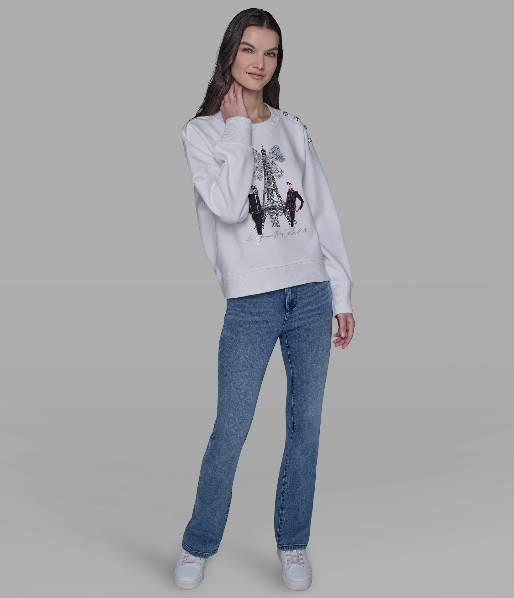 EIFFEL TOWER BOW SWEATSHIRT WITH BUTTONS VIEW 3 EIFFEL TOWER BOW SWEATSHIRT WITH BUTTONS VIEW 3