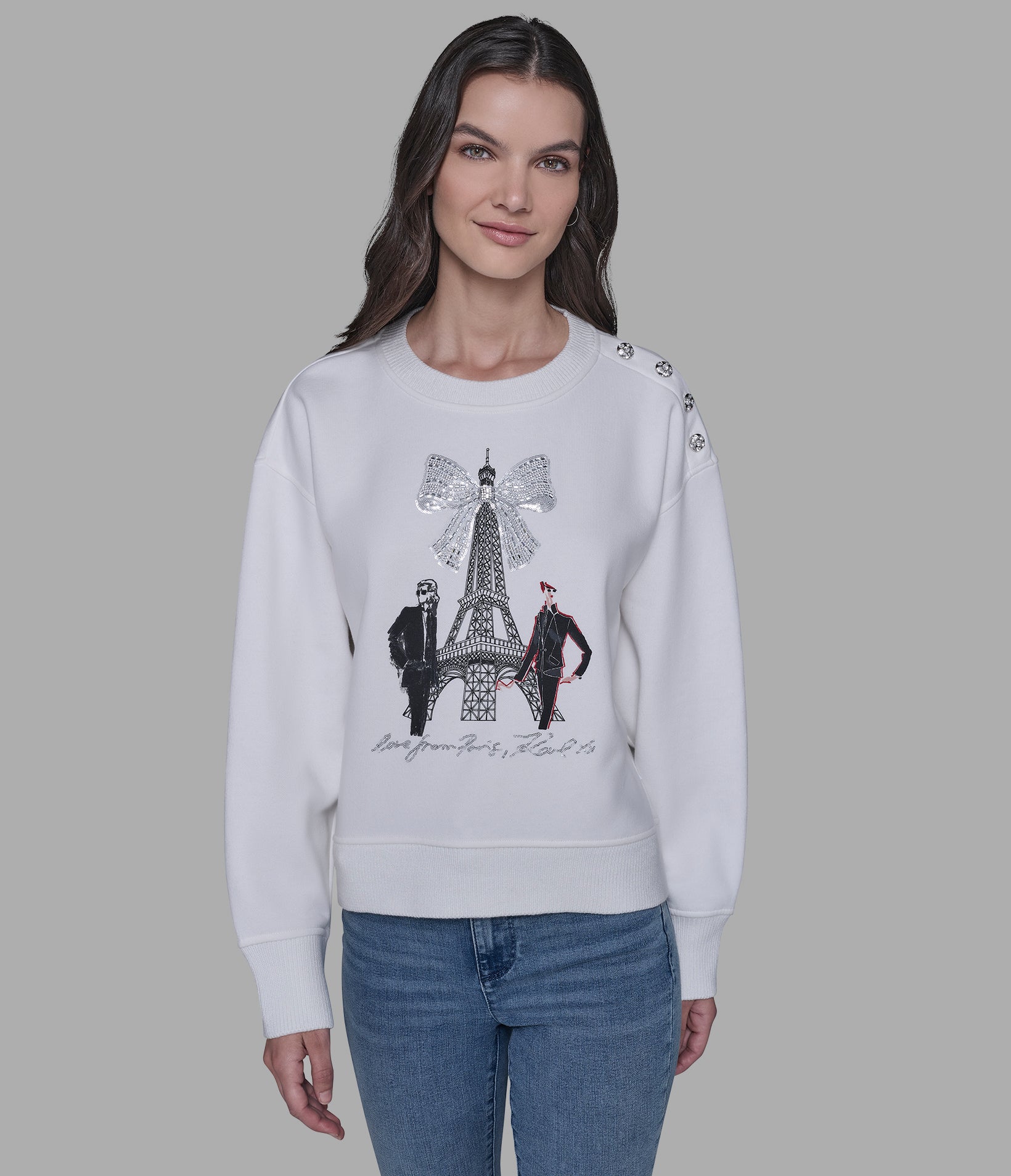 EIFFEL TOWER BOW SWEATSHIRT WITH BUTTONS View 1 | Products EIFFEL TOWER BOW SWEATSHIRT WITH BUTTONS View 1 | Products