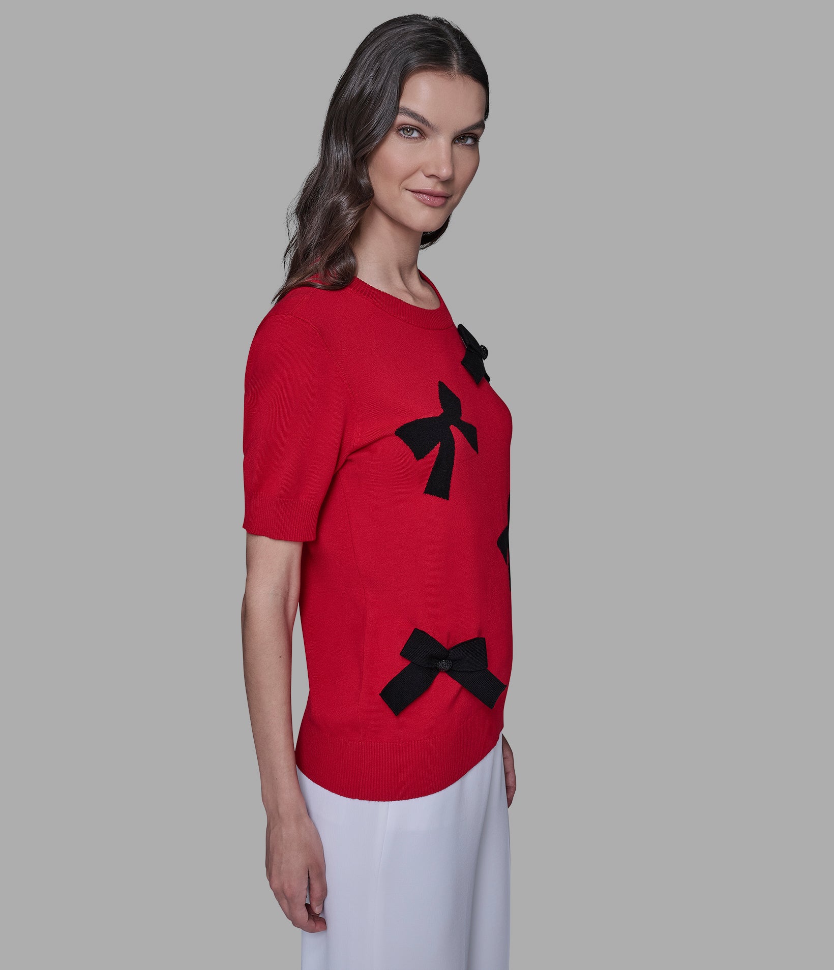SHORT SLEEVE 3D BOWS SWEATER VIEW 5 | Women's Clothing SHORT SLEEVE 3D BOWS SWEATER VIEW 5 | Women's Clothing