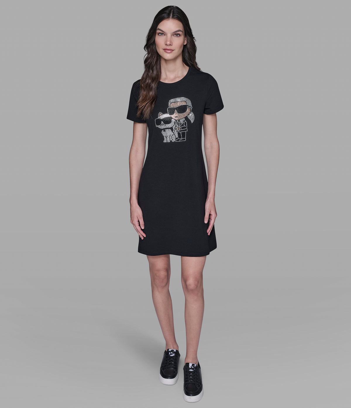 Women's Karl DUO T-Shirt Dress | Black | Karl Lagerfeld Paris Women's Karl DUO T-Shirt Dress | Black | Karl Lagerfeld Paris