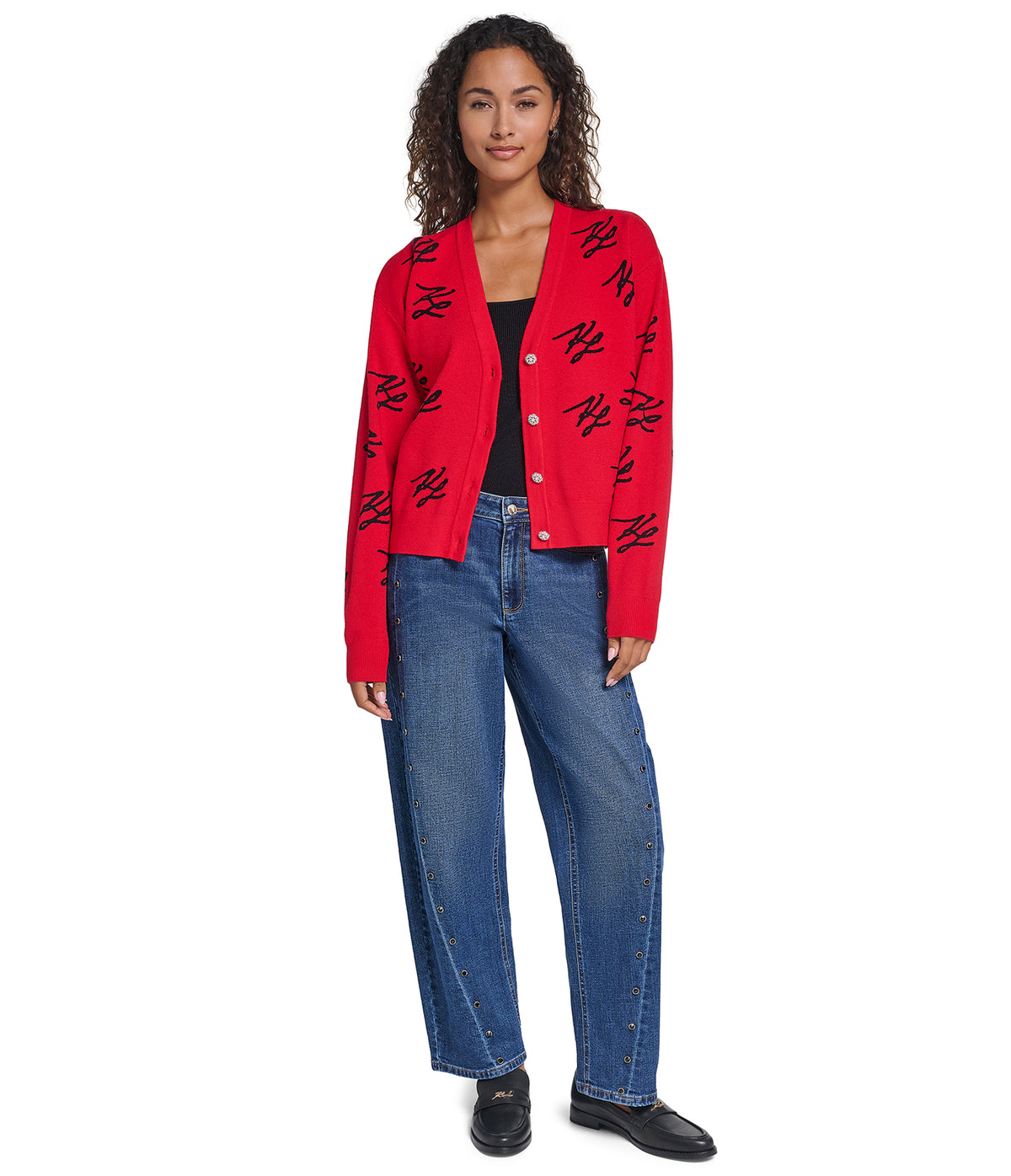 KL SCRIPTED LOGO PRINT CARDIGAN VIEW 5 | WOMEN'S FALL COLLECTION KL SCRIPTED LOGO PRINT CARDIGAN VIEW 5 | WOMEN'S FALL COLLECTION