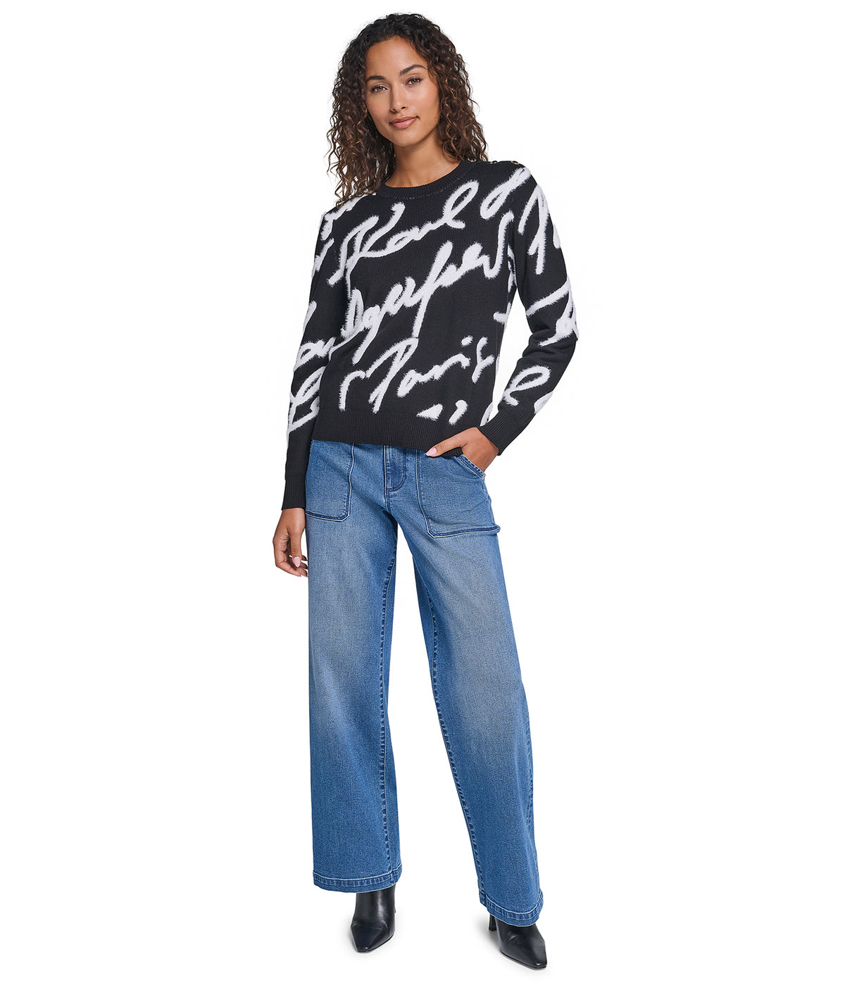LONG SLEEVE KARL SCRIPT PRINT SWEATER VIEW 5 LONG SLEEVE KARL SCRIPT PRINT SWEATER VIEW 5