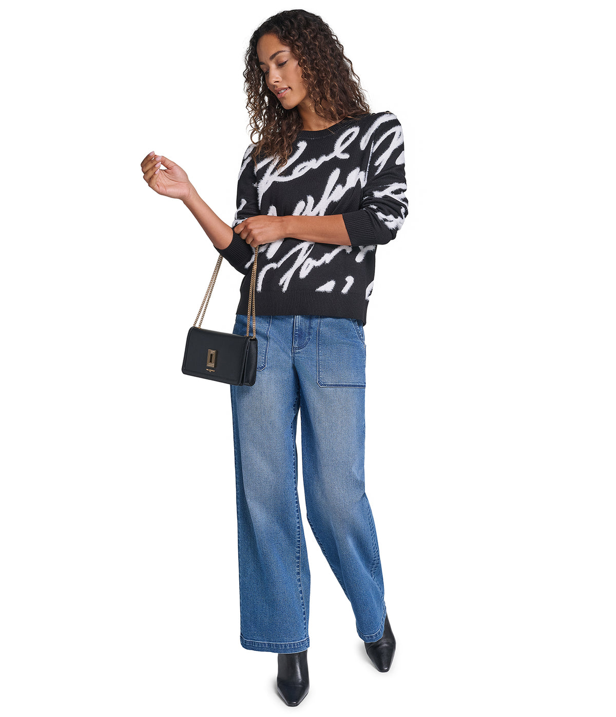LONG SLEEVE KARL SCRIPT PRINT SWEATER VIEW 4 LONG SLEEVE KARL SCRIPT PRINT SWEATER VIEW 4