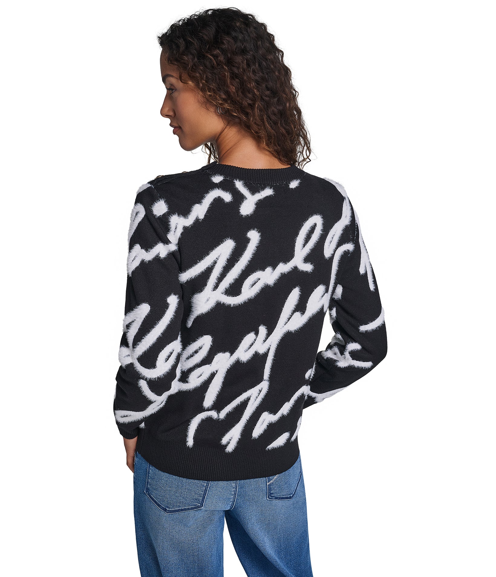 LONG SLEEVE KARL SCRIPT PRINT SWEATER VIEW 2 LONG SLEEVE KARL SCRIPT PRINT SWEATER VIEW 2