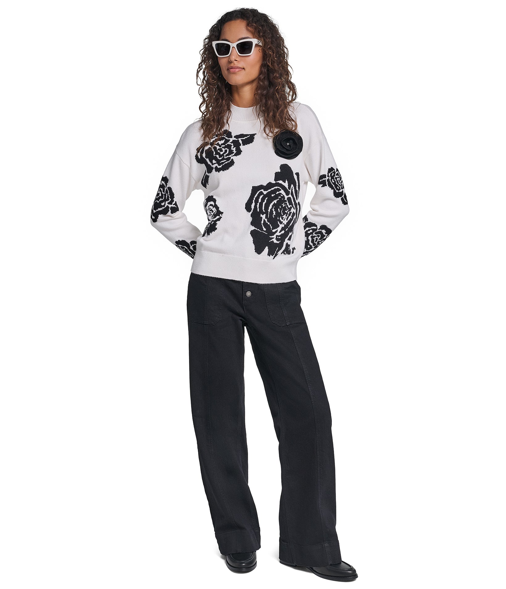 3D ROSE MOCK NECK SWEATER VIEW 6 3D ROSE MOCK NECK SWEATER VIEW 6