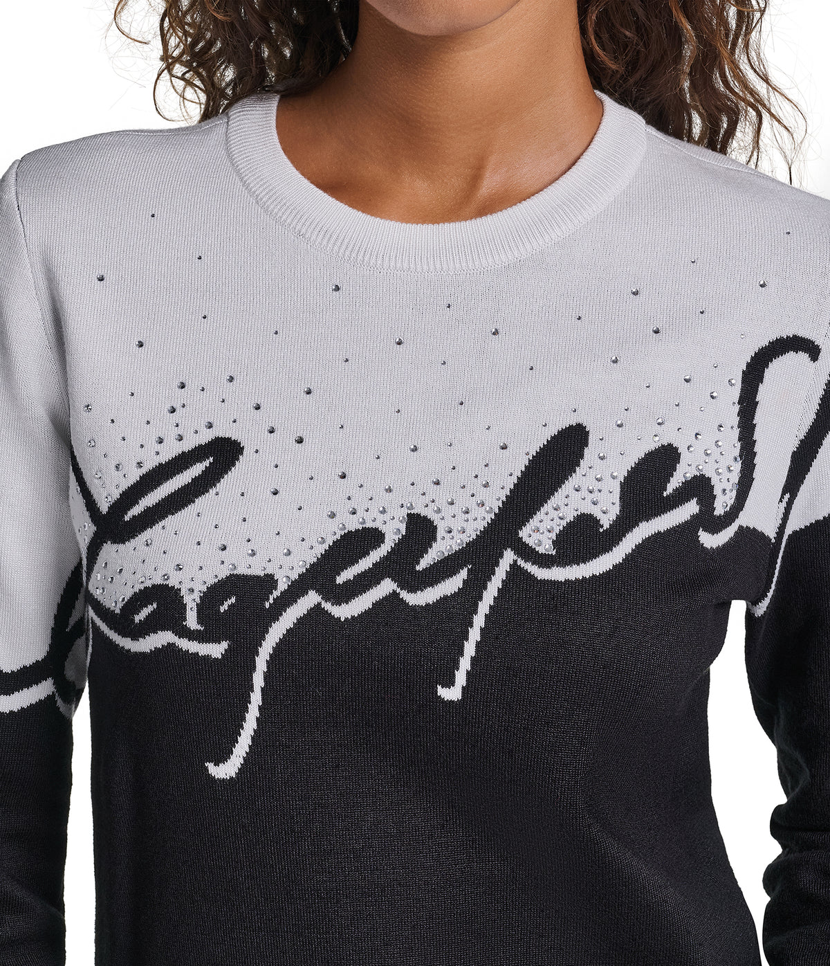 TWO TONED KARL SCRIPT SWEATER VIEW 7 TWO TONED KARL SCRIPT SWEATER VIEW 7