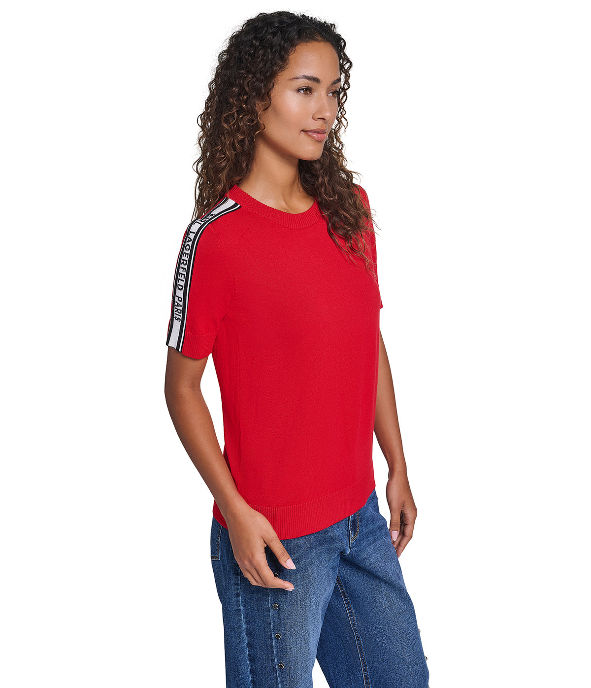 SHORT SLEEVE LOGO TAPE SWEATER VIEW 3 SHORT SLEEVE LOGO TAPE SWEATER VIEW 3