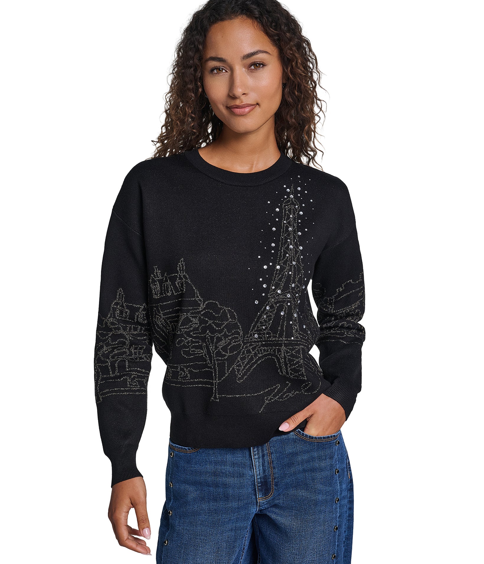 EMBELLISHED PARIS SWEATER VIEW 1 EMBELLISHED PARIS SWEATER VIEW 1