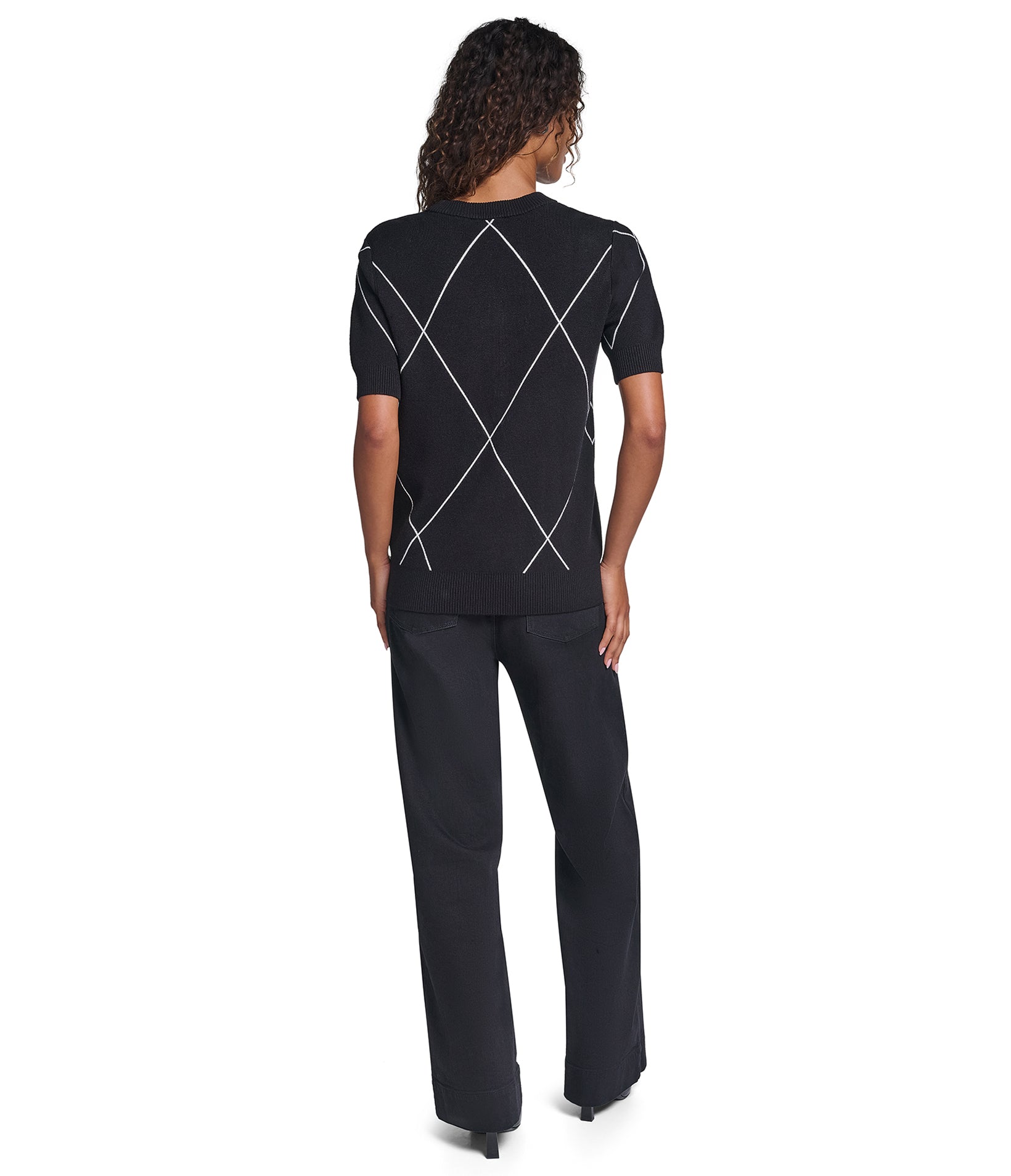 SHORT SLEEVE GEOMETRIC BOW SWEATER VIEW 6 SHORT SLEEVE GEOMETRIC BOW SWEATER VIEW 6